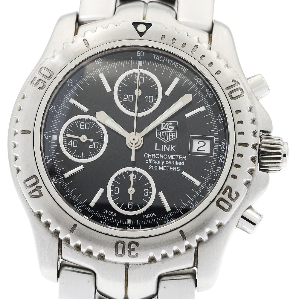 TAG Heuer Link CT5111 Automatic Chronograph Men's Watch: TAG Heuer Link CT5111 Automatic Chronograph Men's Watch This TAG Heuer Link Chronograph CT5111 is a men's Swiss wristwatch featuring a stainless steel case and bracelet with a black dial. The watch op