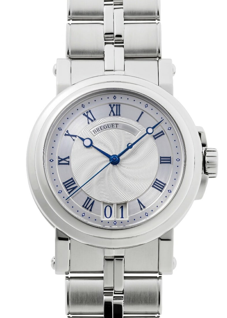 Breguet Marine II 5817ST Stainless Steel Automatic Watch: Breguet Marine II 5817ST Stainless Steel Automatic Watch The Breguet Marine II Large Date 5817ST/12/SVO is a sophisticated men's wristwatch crafted in Switzerland. This pre-owned timepiece features a