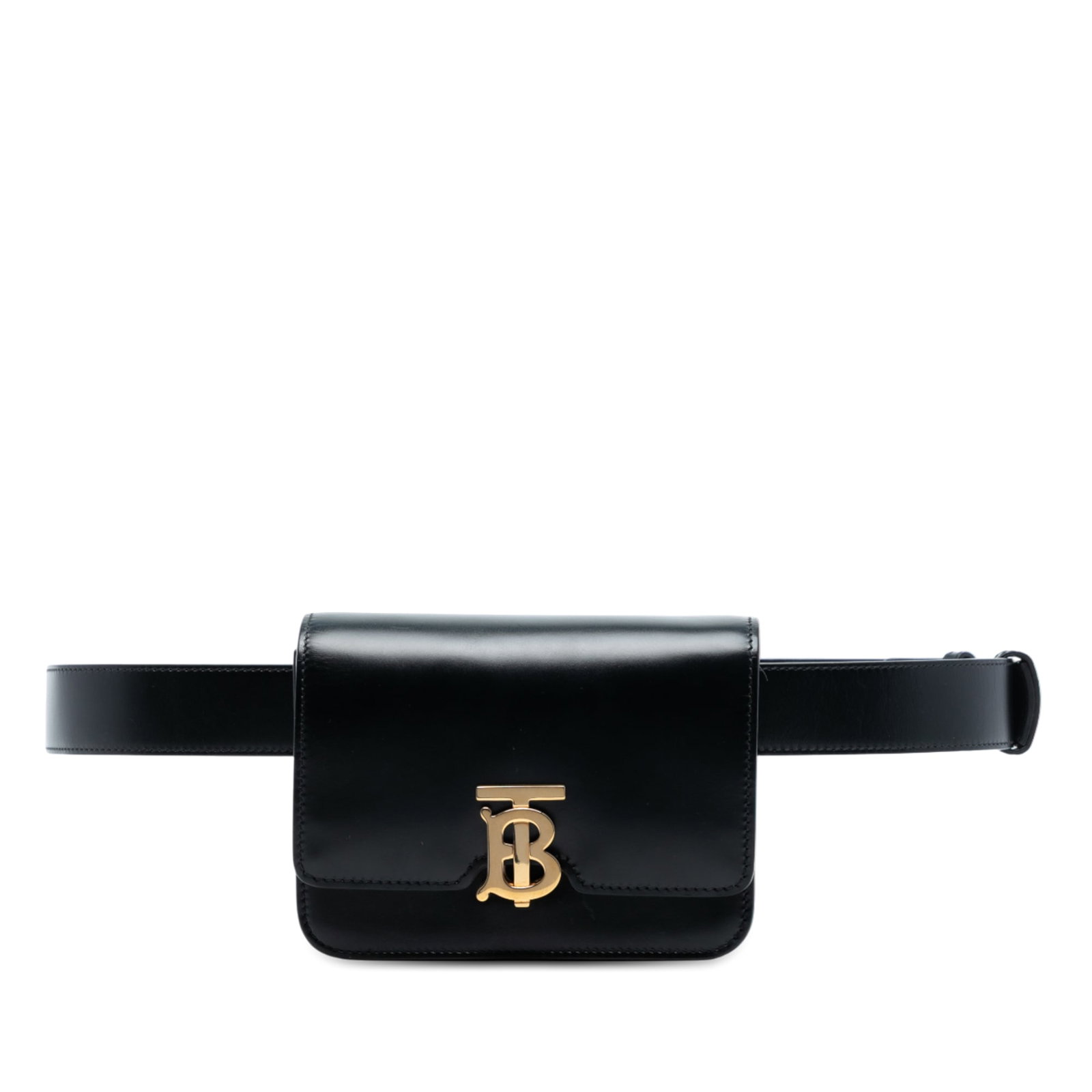 Burberry TB Belt Bag Black Leather with Adjustable Strap (1 of 6)