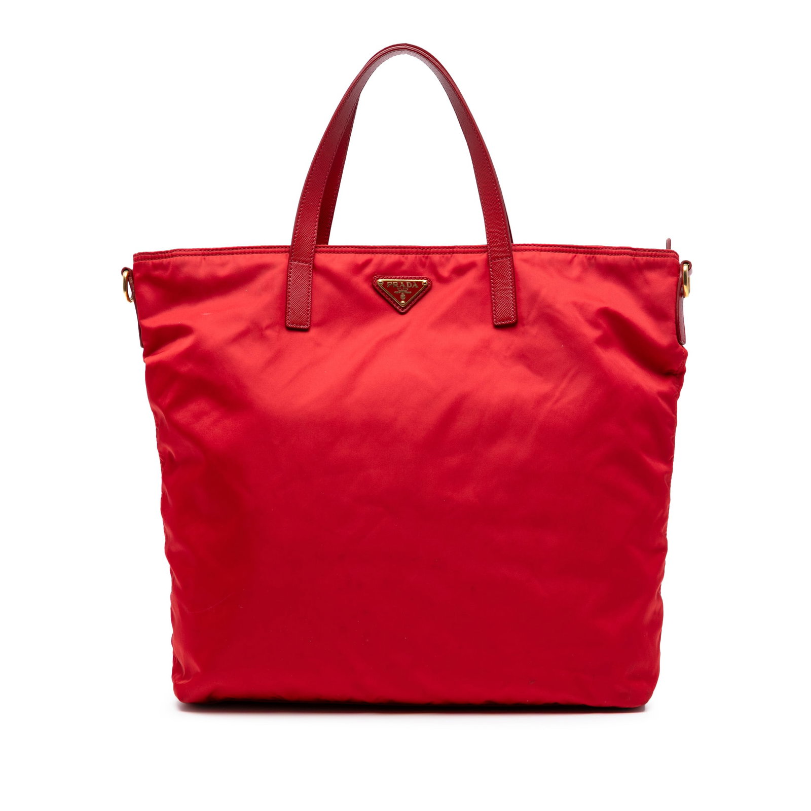 Prada Tessuto Red Nylon Satchel Bag with Leather Handles (1 of 7)