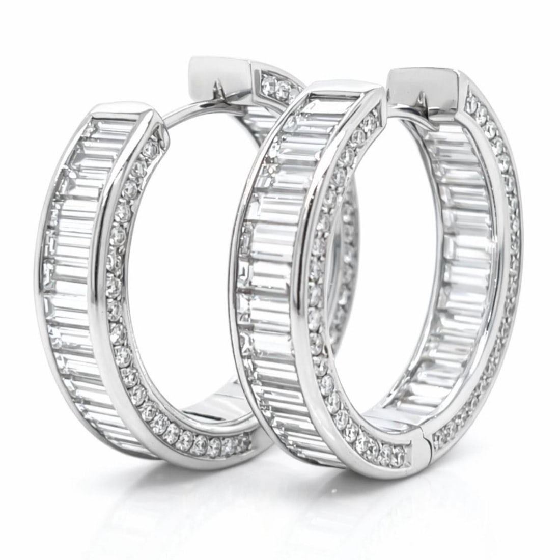 Diamond Inside Outside Hoops in 18K White Gold 15.00 Carat Total (1 of 6)