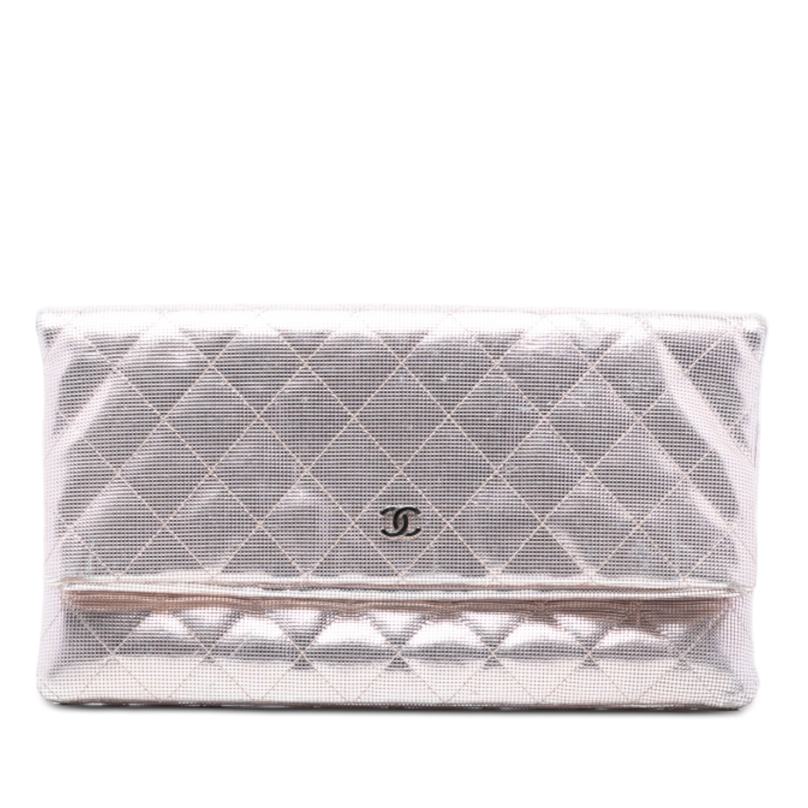 Chanel Pixel Effect Pink Quilted Leather Foldover Clutch Bag (1 of 8)