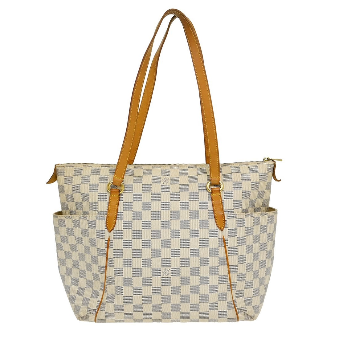 Louis Vuitton Totally MM Damier Azur tote bag N51262: Louis Vuitton Totally MM Damier Azur tote bag N51262 This Louis Vuitton Damier Azur Totally MM tote bag features the signature Damier Azur canvas with beige leather trim and double handles. It has gol