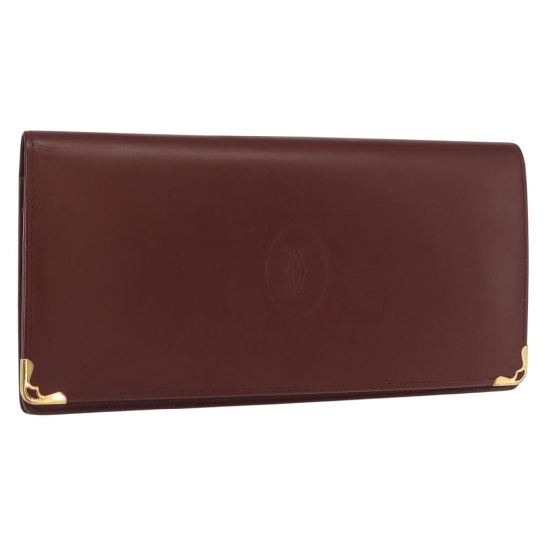 CARTIER Bordeaux Gold Leather Long Wallet Authentic 148558V: CARTIER Bordeaux Gold Leather Long Wallet Authentic 148558V Presenting a stunning Long Wallet from CARTIER, expertly crafted from high-quality leather in an elegant Bordeaux and Gold color combination