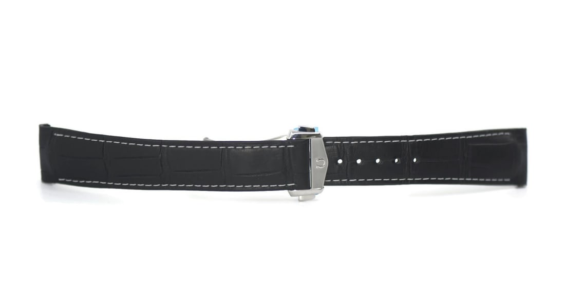 21mm Black Leather Wristwatch Band by Omega (1 of 2)