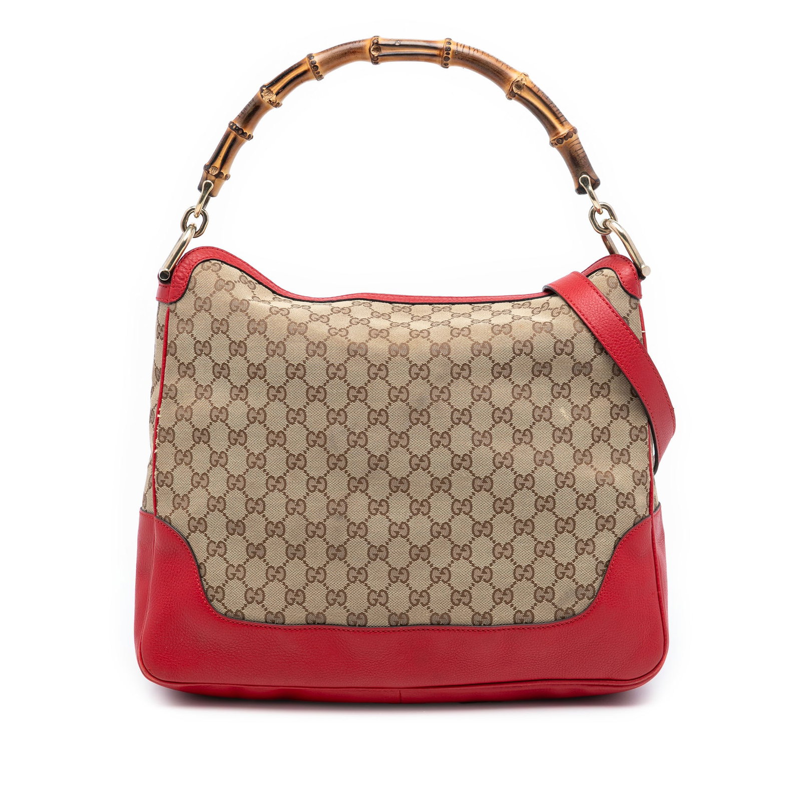 Gucci Diana Satchel in GG Canvas with Bamboo Top Handle: Gucci Diana Satchel in GG Canvas with Bamboo Top Handle This Gucci GG Canvas Bamboo Diana Satchel features a brown canvas body with leather trim, a distinctive bamboo handle, and a detachable flat lea