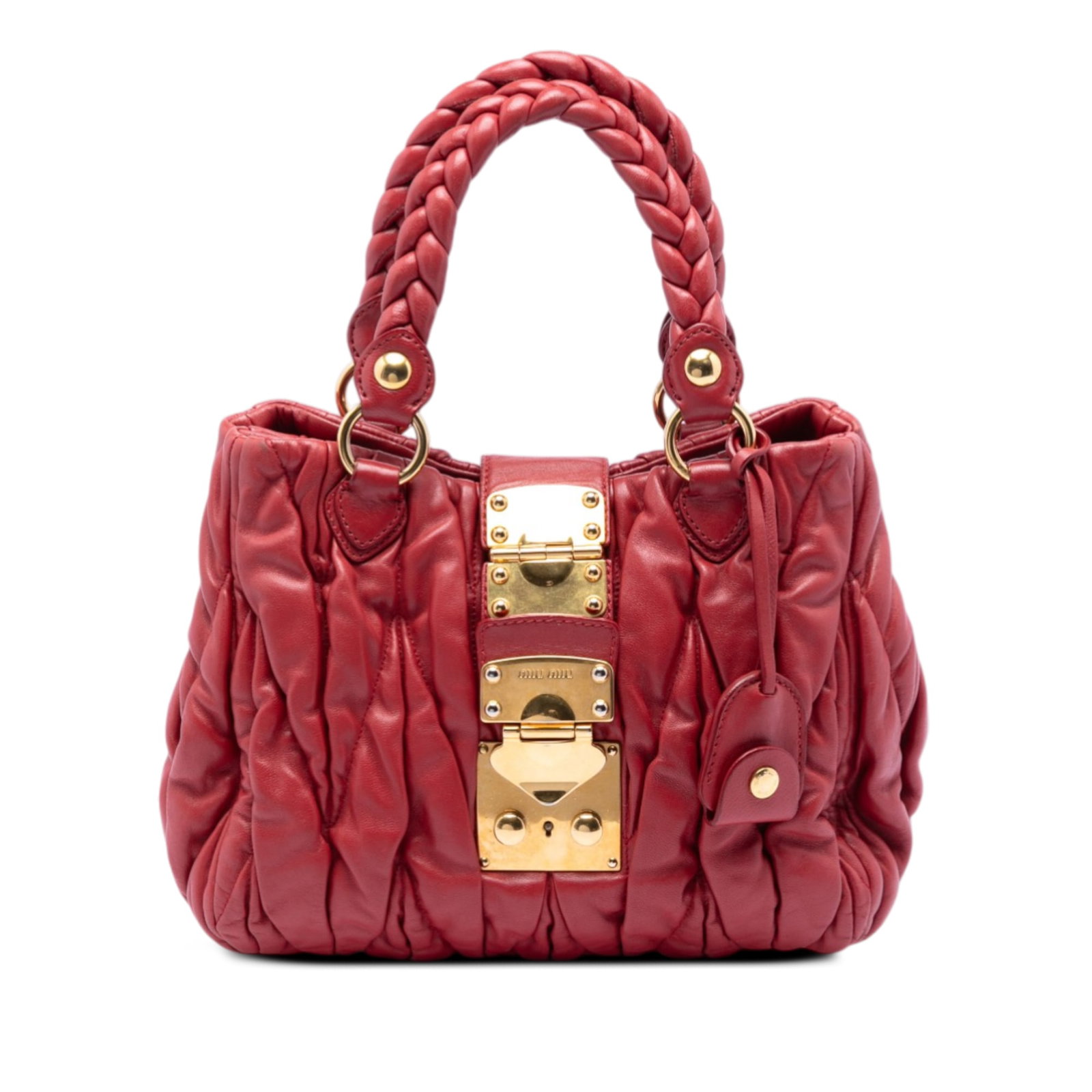 Miu Miu Matelasse Lux Red Lambskin Satchel with Braided Handles (1 of 7)