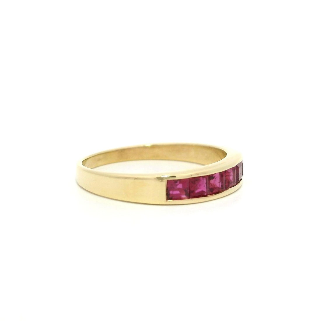 14k Yellow Gold Ruby Channel Set Stackable Band Ring 0.60ctw - 2