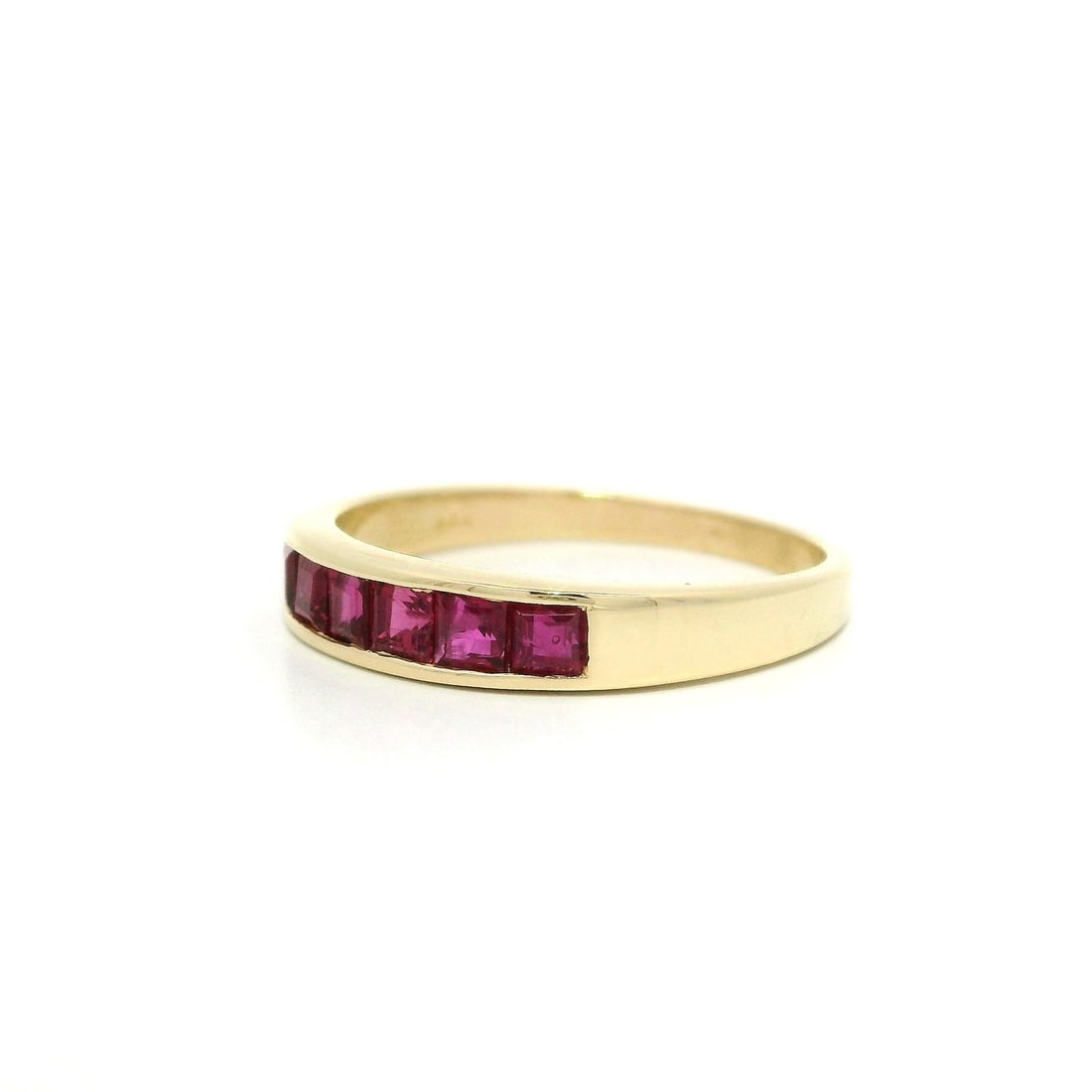 14k Yellow Gold Ruby Channel Set Stackable Band Ring 0.60ctw - 3