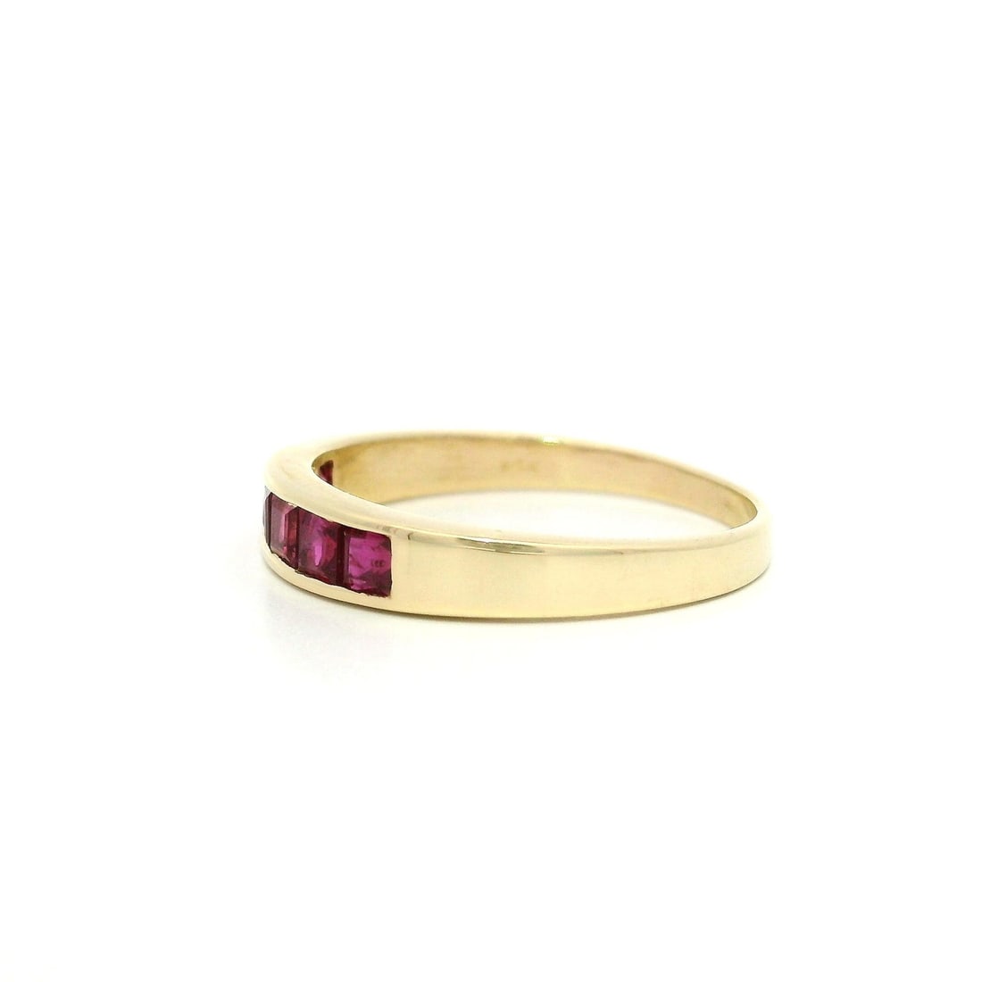 14k Yellow Gold Ruby Channel Set Stackable Band Ring 0.60ctw - 4