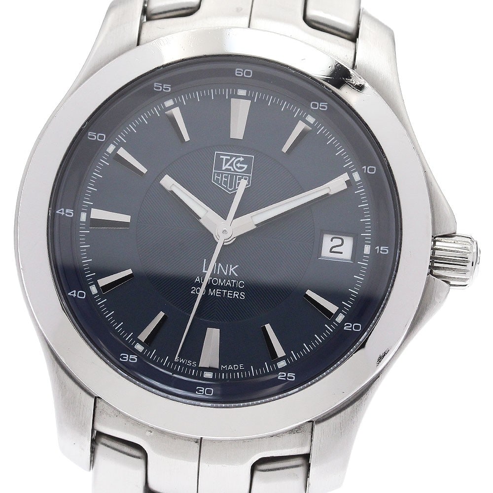 Tag Heuer Link Date Automatic Navy Dial Men's Wristwatch: Tag Heuer Link Date Automatic Navy Dial Men's Wristwatch This TAG Heuer Link Date men's wristwatch features a stainless steel case and bracelet with a navy dial. The automatic movement offers a date f
