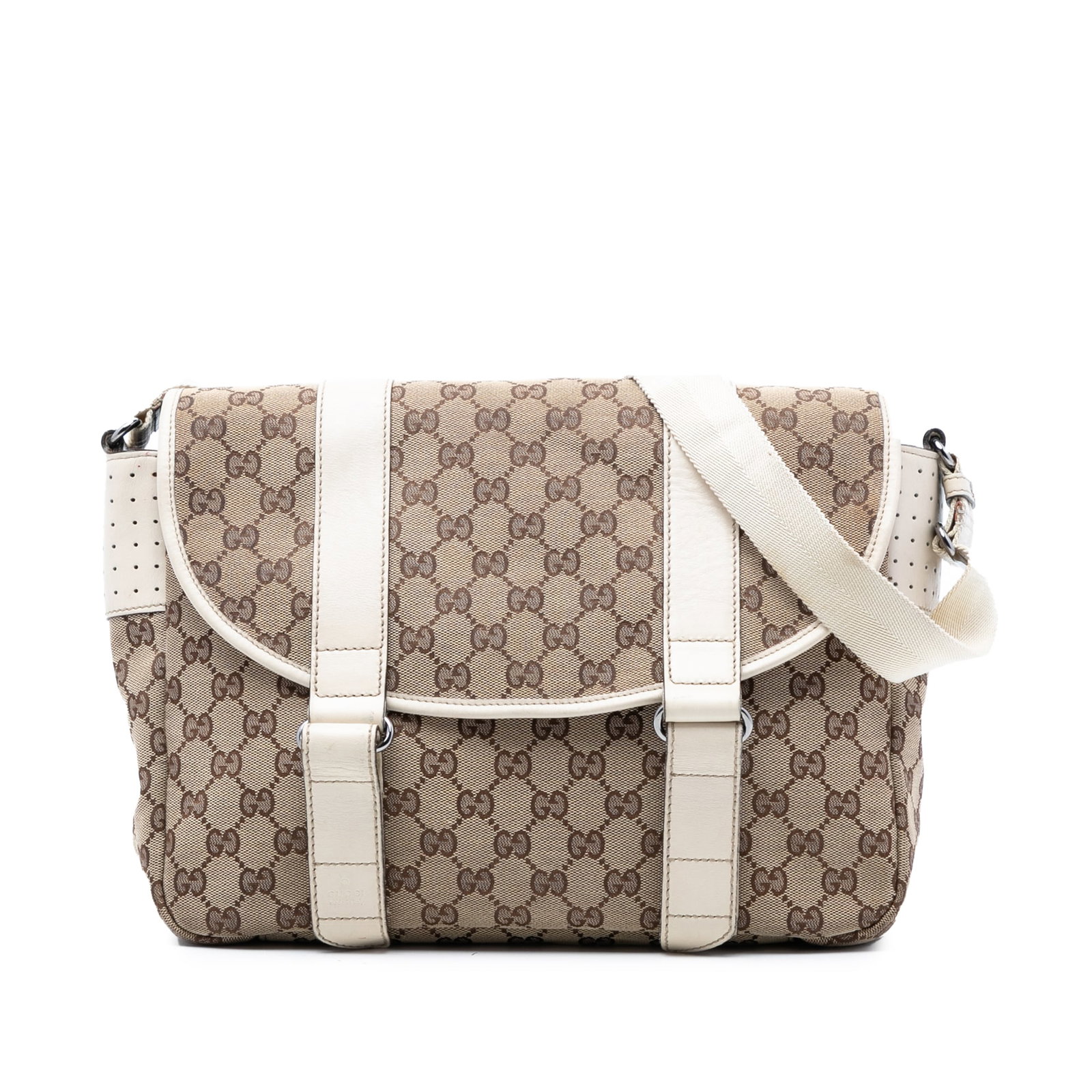 Gucci Beige GG Canvas Crossbody Messenger with Leather Trim (1 of 7)