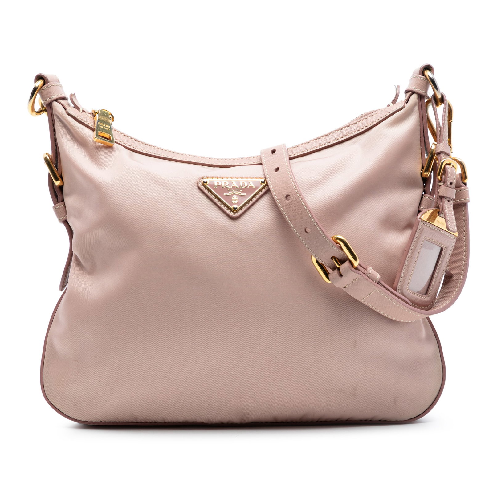 Prada Tessuto Crossbody Bag with Saffiano Leather Trim Pink (1 of 7)