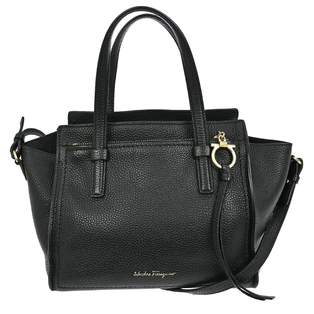 Salvatore Ferragamo Gancini Black Leather Top Handle Bag (1 of 7)