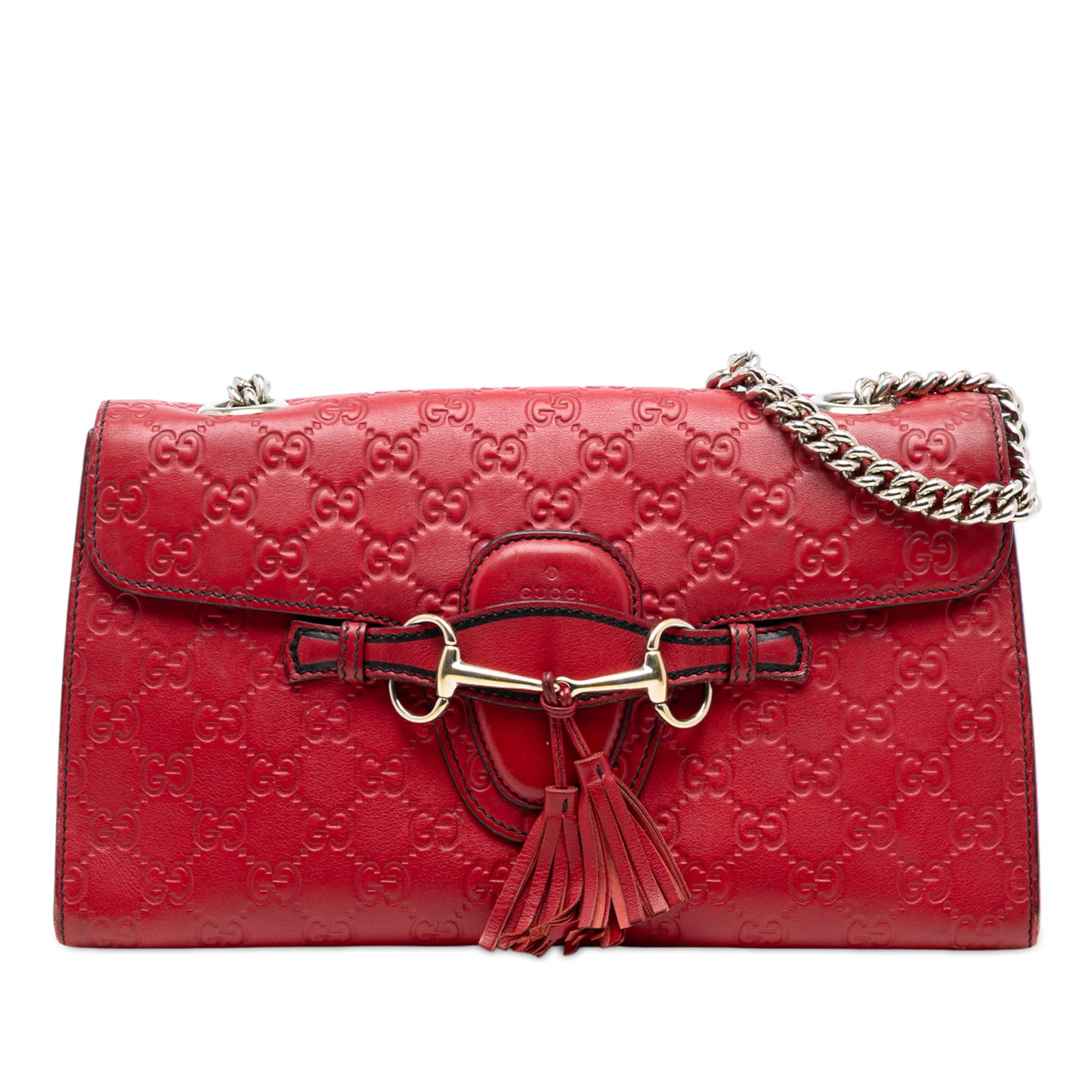 Gucci Emily Shoulder Bag in Red Guccissima Embossed Leather Medium (1 of 7)