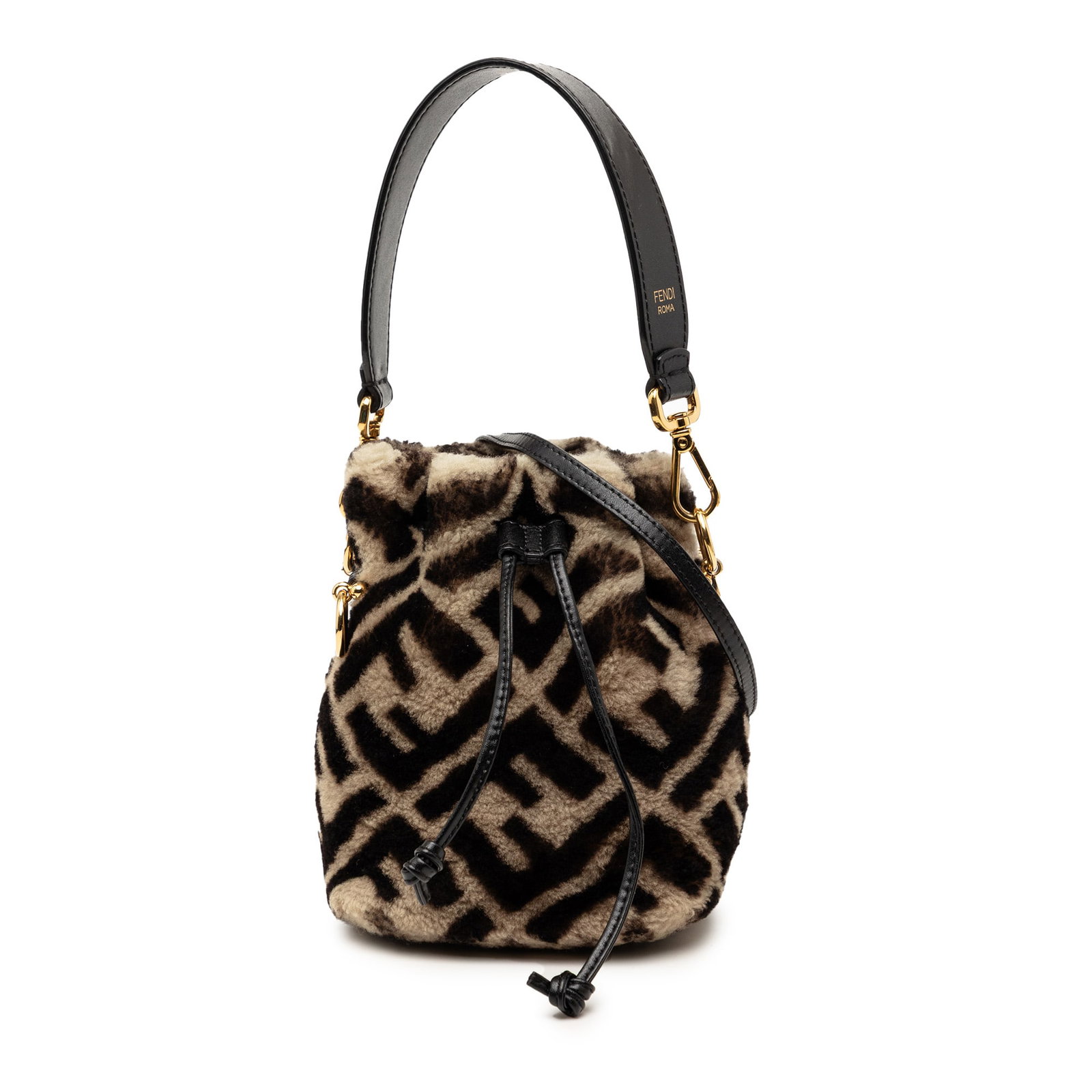 Fendi Mon Tresor Mini Shearling Bucket Bag with Leather Strap (1 of 7)
