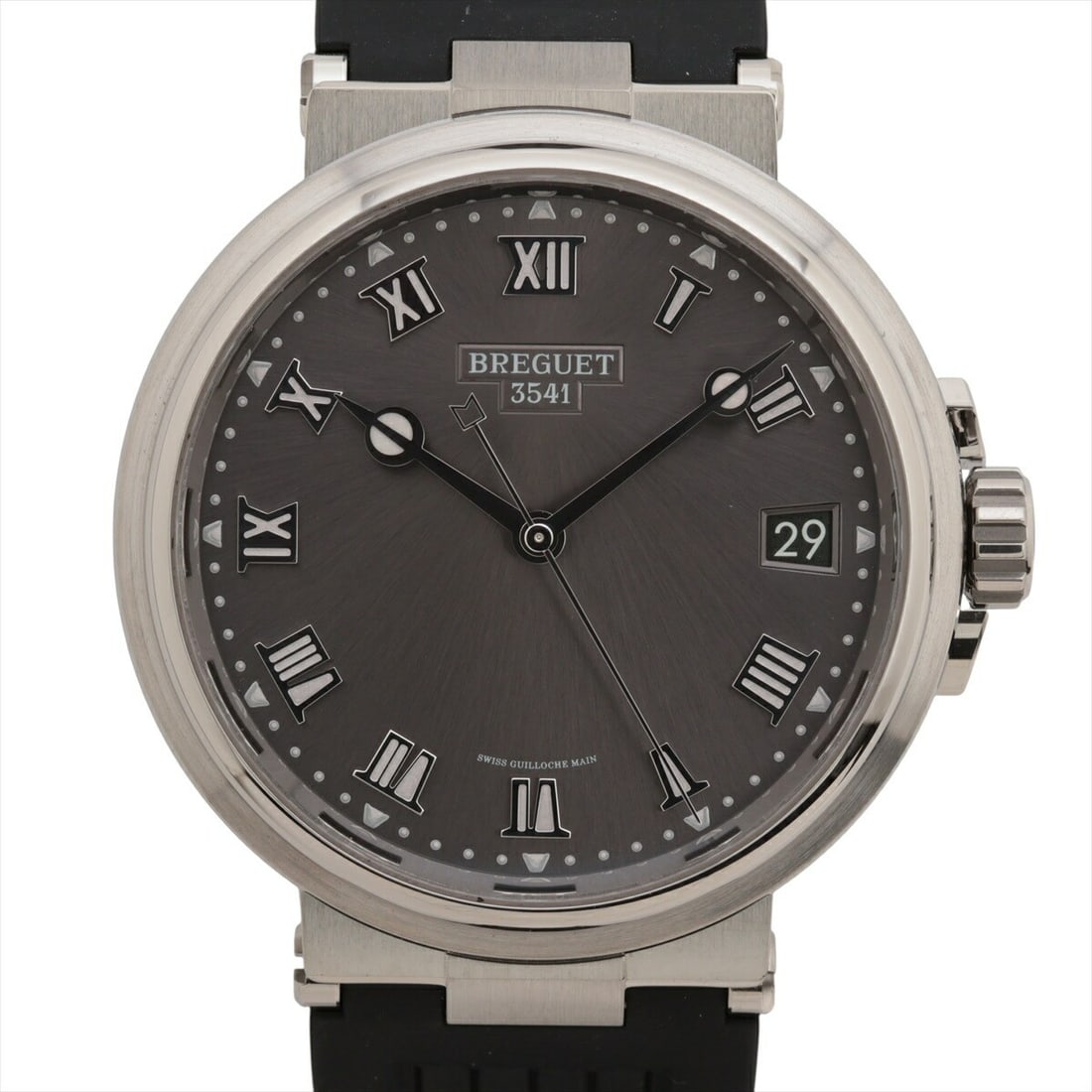 Breguet Marine Titanium Rubber Strap Automatic Wristwatch Box: Breguet Marine Titanium Rubber Strap Automatic Wristwatch Box This Breguet Marine 5517TI/G2/5ZU men's wristwatch features a polished titanium case paired with a durable rubber strap. The automatic mov