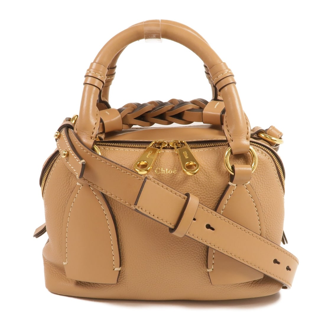 Chloe Small Daria 2 Way Shoulder Bag Calfskin Leather Brown (1 of 17)