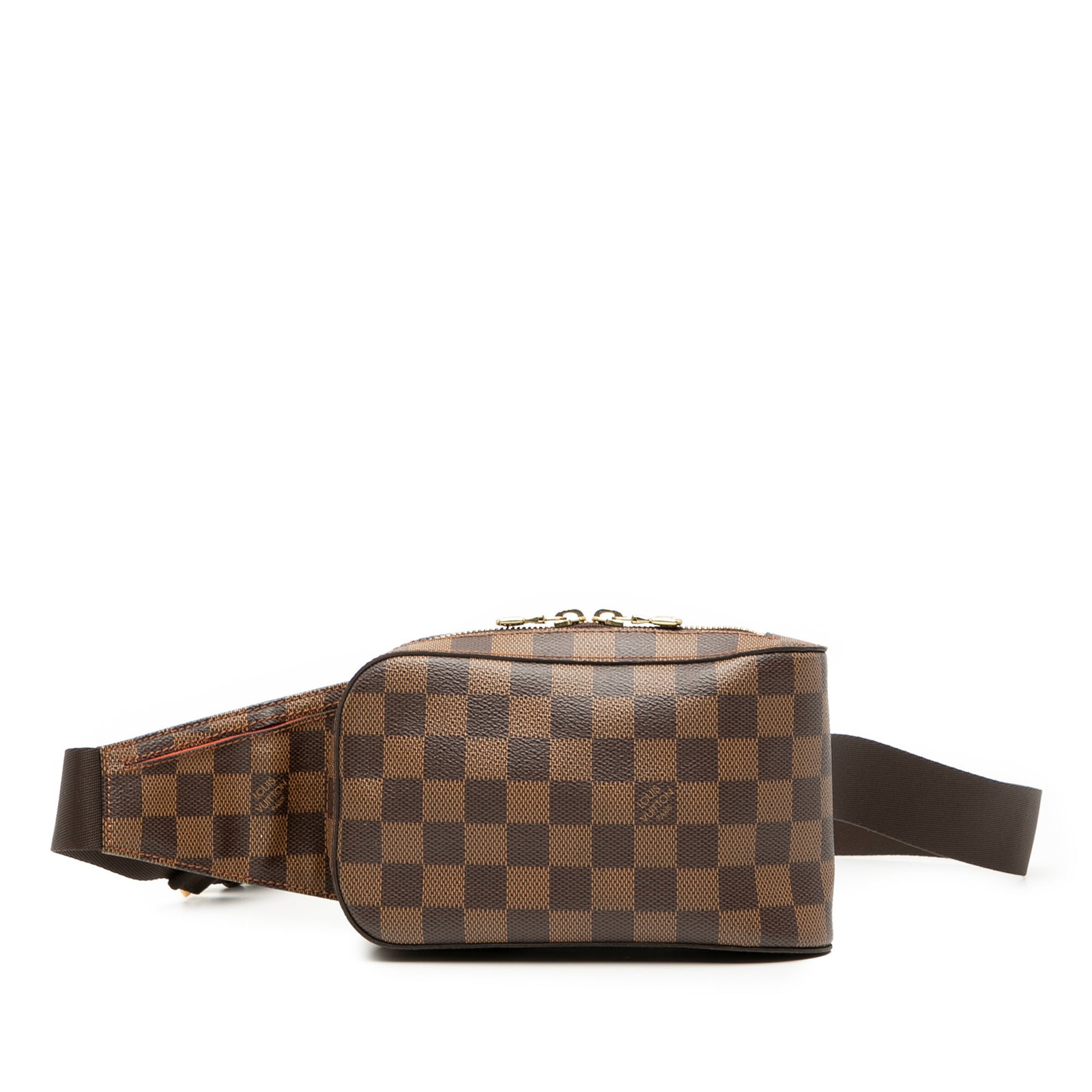 Louis Vuitton Geronimos Damier Ebene Canvas Crossbody Bag: Louis Vuitton Geronimos Damier Ebene Canvas Crossbody Bag The Louis Vuitton Damier Ebene Geronimos features a damier canvas body in brown, an adjustable flat strap, a top zip closure, and an exterior 