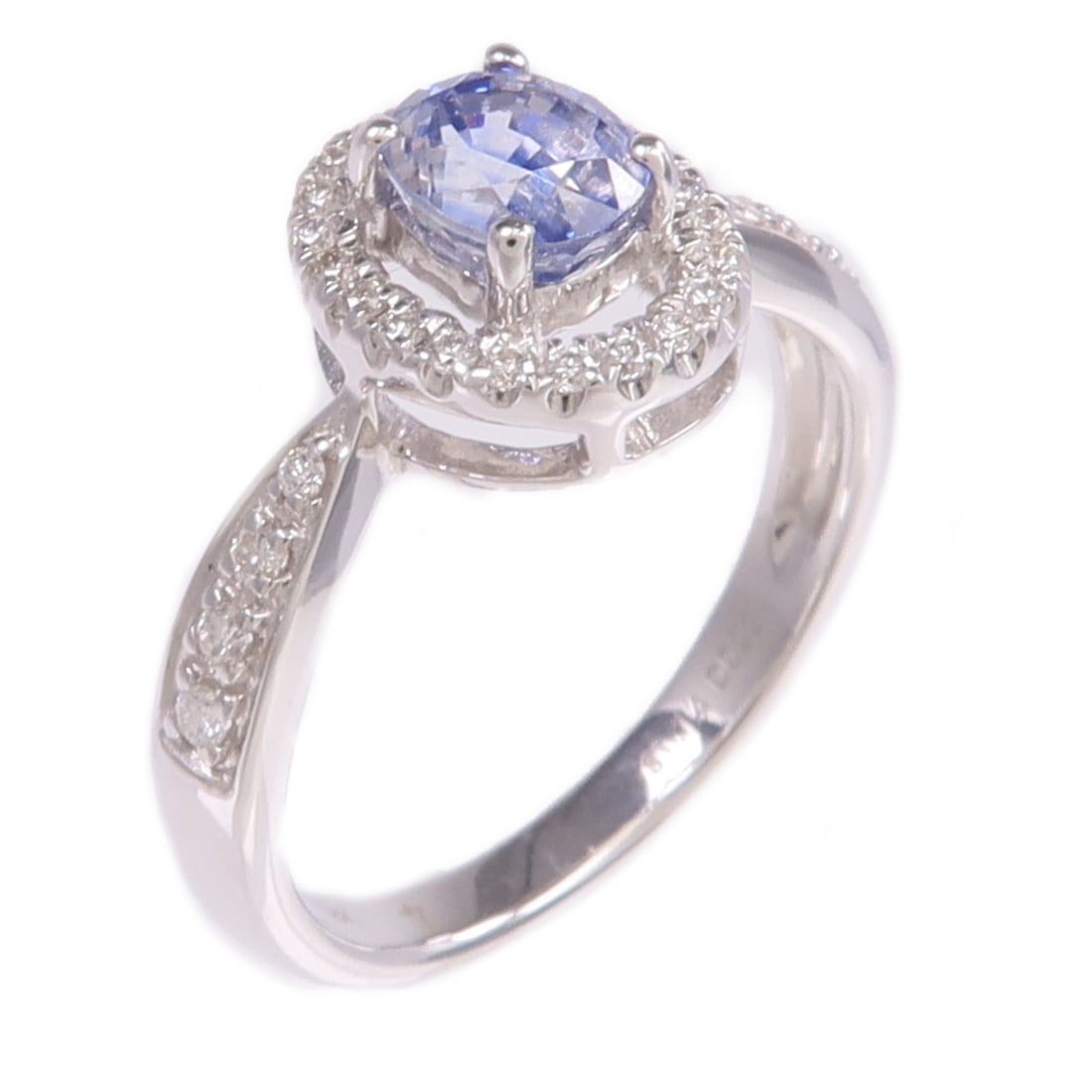 Sapphire and Diamond Women's Ring in 18K White Gold Size 6.25: Sapphire and Diamond Women's Ring in 18K White Gold Size 6.25 This elegant women's ring features a stunning sapphire as the main stone, set in 18K white gold. The ring is designed in a classic style, 