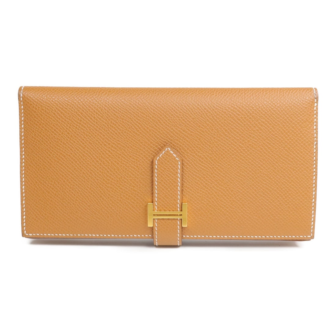 Hermes Bearn Long Bifold Wallet Gold Hardware Epsom Leather: Hermes Bearn Long Bifold Wallet Gold Hardware Epsom Leather This Hermes Bearn long wallet features a bifold design crafted from high-quality Epsom calfskin leather in a brown tone. Designed for women,