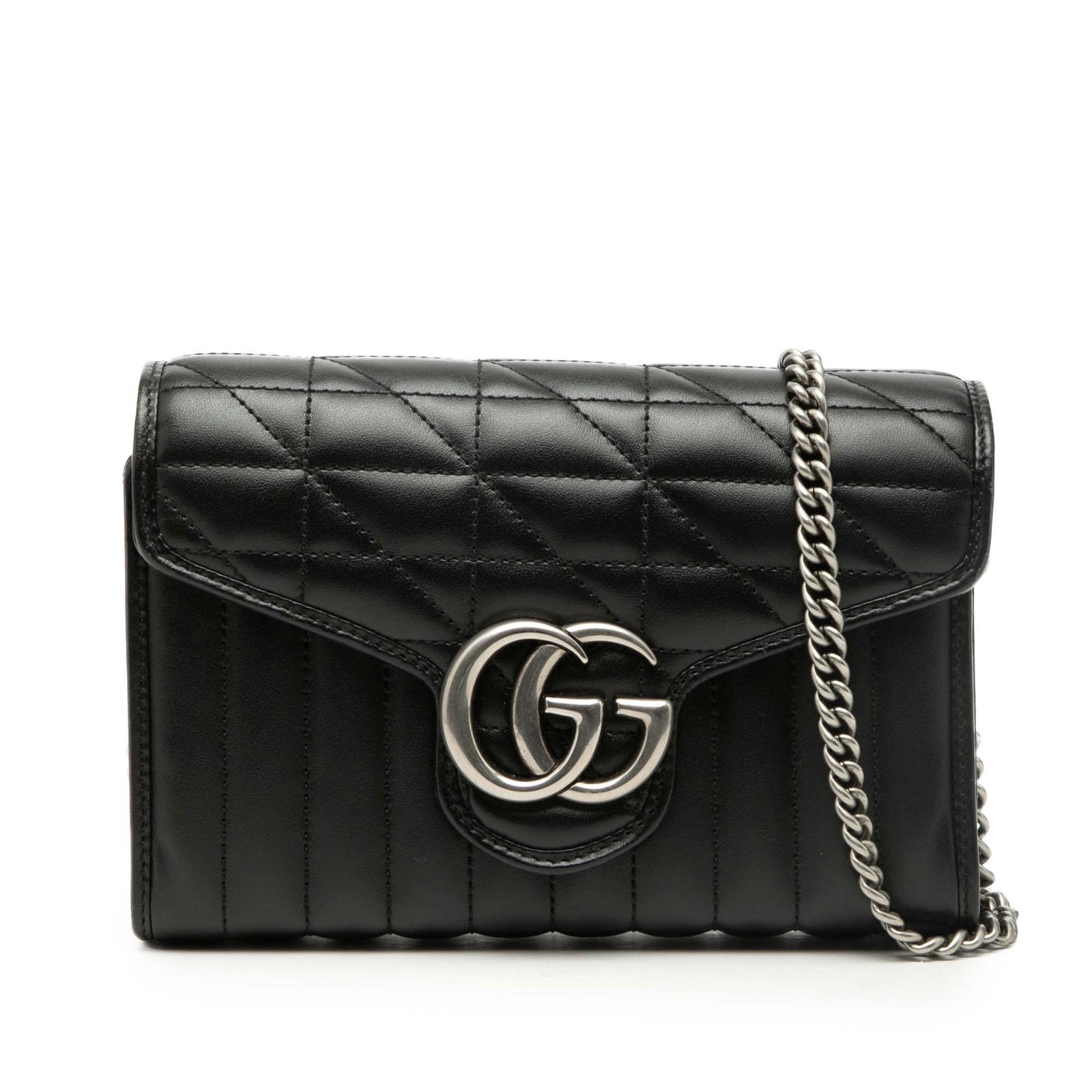 Gucci GG Marmont Black Matelasse Leather Chain Wallet Crossbody Bag (1 of 8)