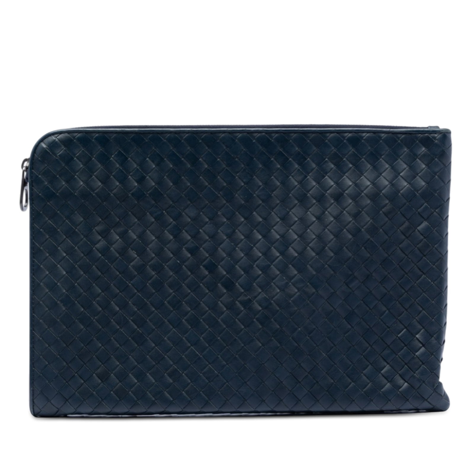 Blue Intrecciato Woven Leather Clutch by Bottega Veneta (1 of 7)