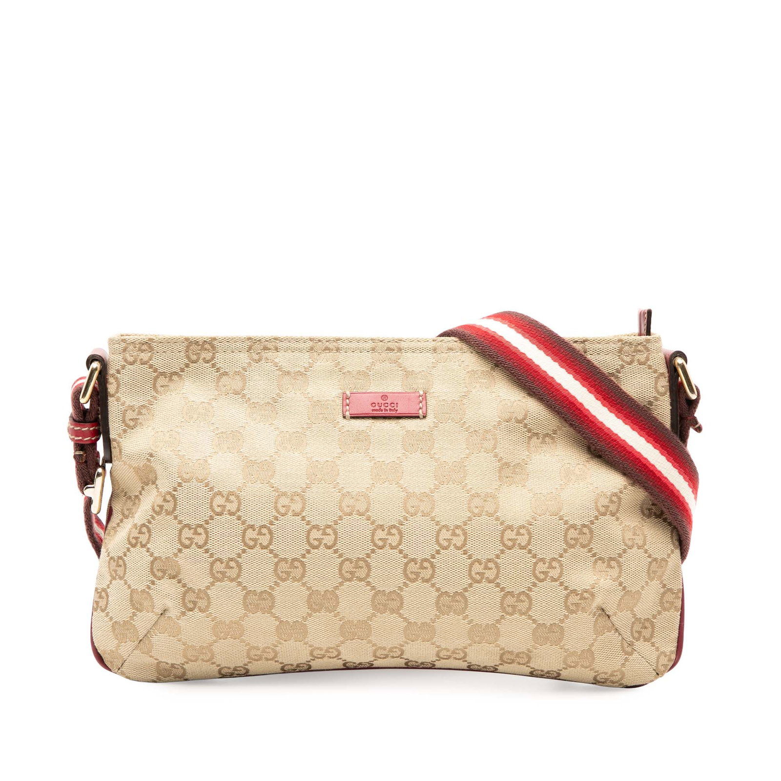 Gucci GG Canvas Web Crossbody Bag Brown Fabric Italy: Gucci GG Canvas Web Crossbody Bag Brown Fabric Italy The Gucci GG Canvas Web Crossbody bag is a stylish accessory crafted from durable canvas with luxurious leather trim. This crossbody bag features a