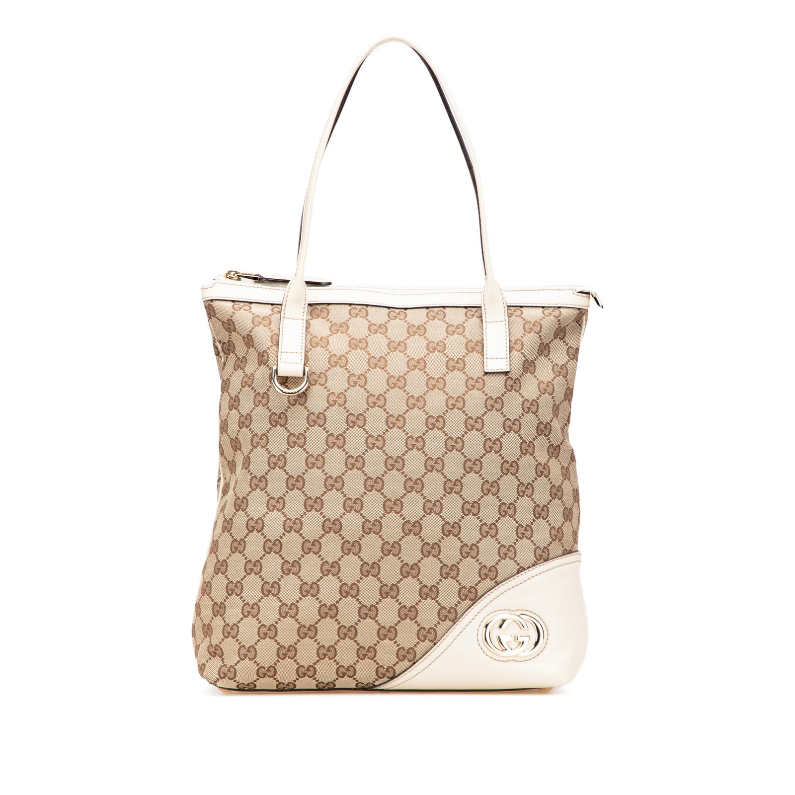 Gucci GG Canvas Britt Tote Brown Fabric with Leather Trim (1 of 13)