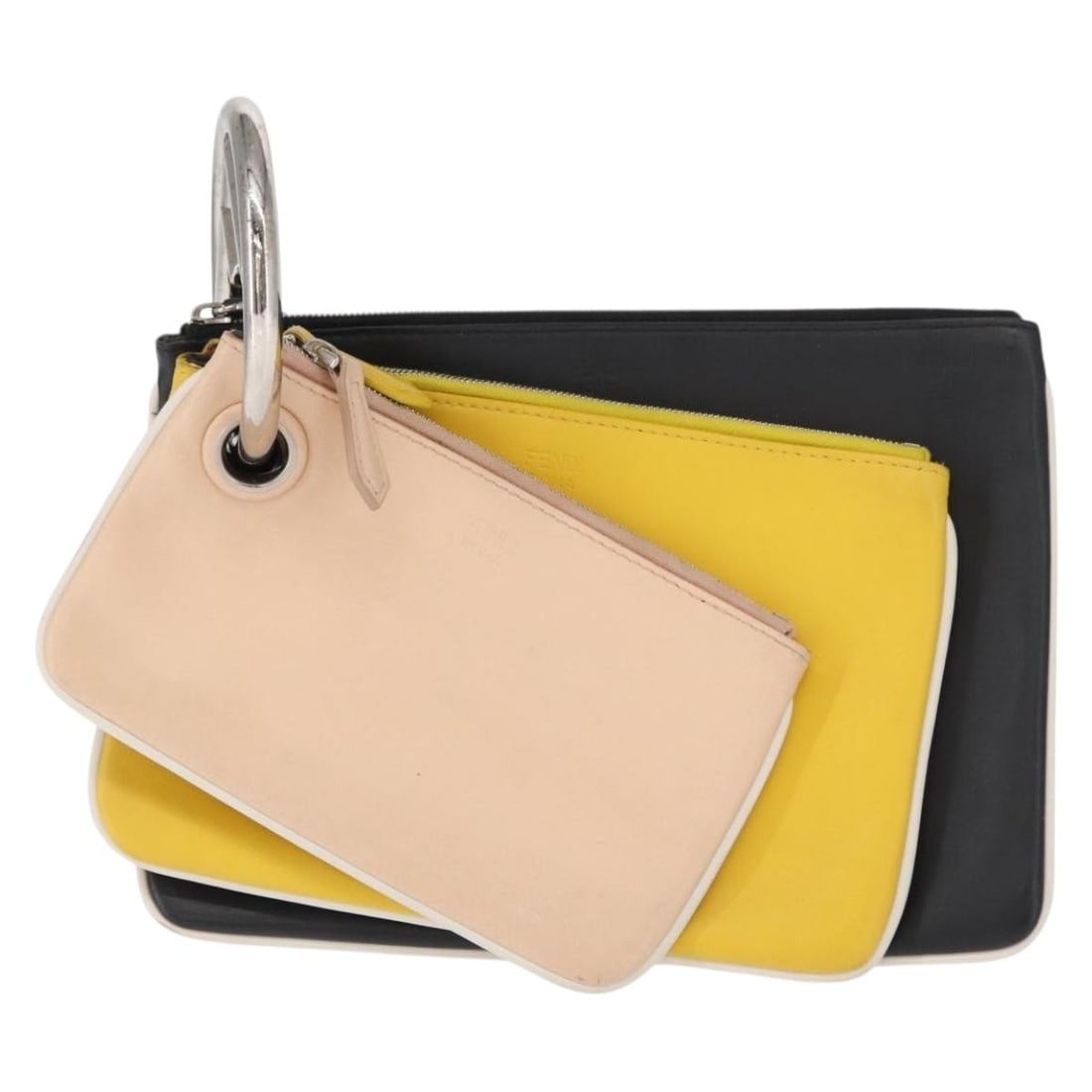 Set of Three Multicolor Calfskin Leather Pouches by Fendi (1 of 18)
