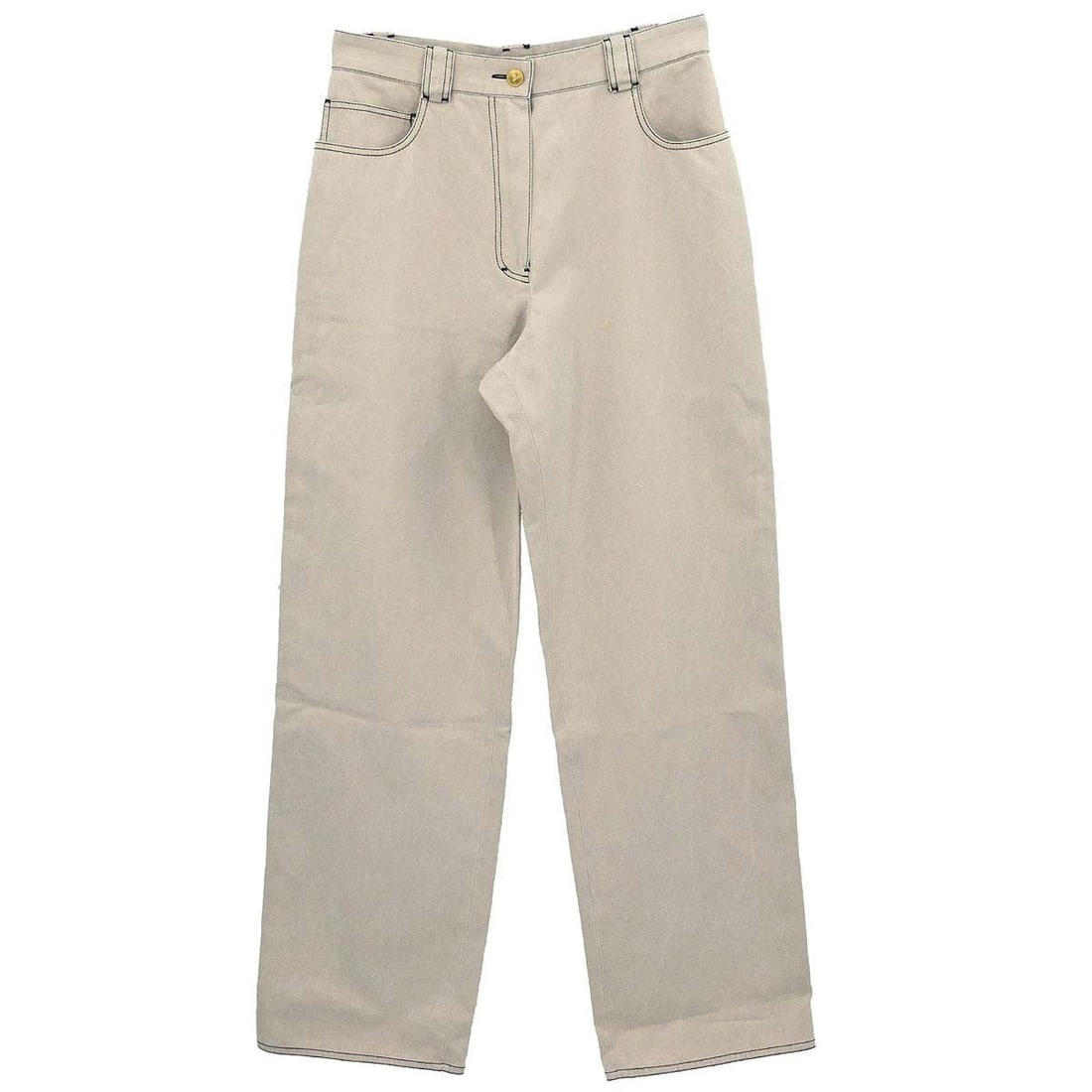 CHANEL Beige Long Cotton Women Pants Size #36 (1 of 18)