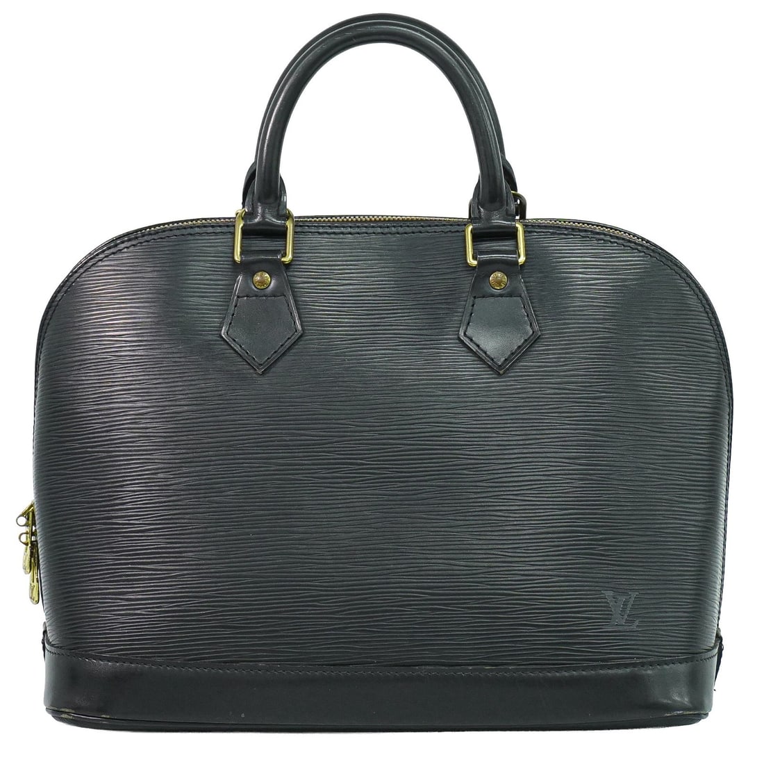Louis Vuitton Black Epi Leather Alma Bag 30cm France: Louis Vuitton Black Epi Leather Alma Bag 30cm France This Louis Vuitton Alma handbag is crafted from black Epi leather and features a structured silhouette. Designed for women, it is made in France an