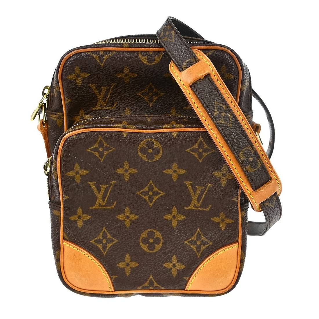 Louis Vuitton Amazone Monogram Canvas Brown Crossbody Shoulder Bag M45236: Louis Vuitton Amazone Monogram Canvas Brown Crossbody Shoulder Bag M45236 This Louis Vuitton Amazone shoulder bag features the classic Monogram canvas and leather exterior in brown, complemented by a 