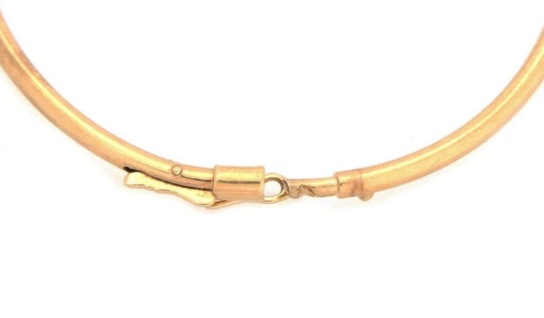 14k Yellow Gold Ruby Diamond Hinged Bangle Bracelet - 5
