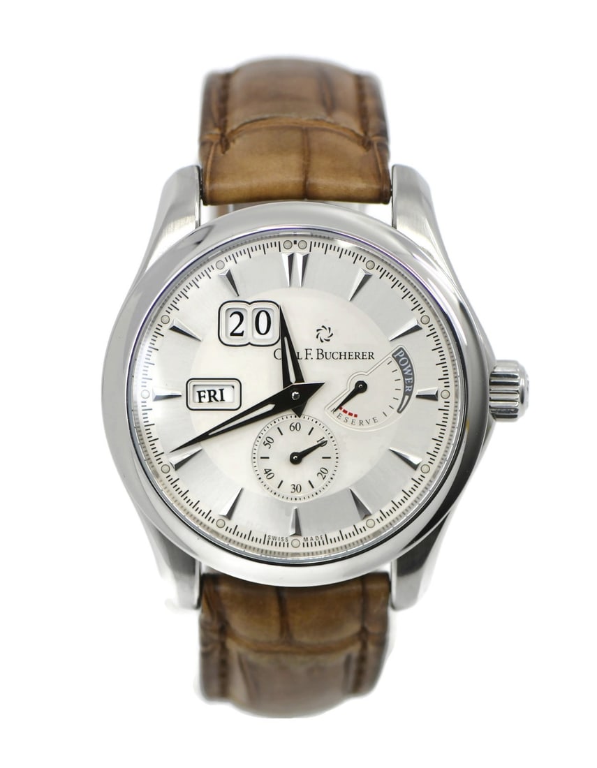 Carl F Bucherer Manero Automatic Stainless Steel Watch Ref 00.10912.08.13.01: Carl F Bucherer Manero Automatic Stainless Steel Watch Ref 00.10912.08.13.01 This Carl F. Bucherer Manero wristwatch features a stainless steel case and a silver analog dial. The watch operates with a