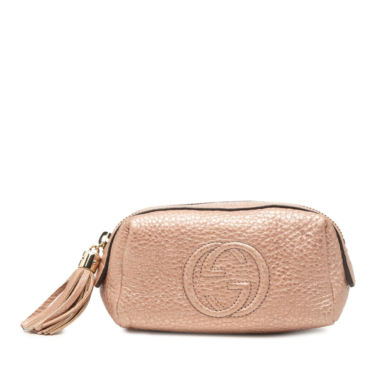 Gucci Soho Brown Leather Makeup Bag with Tassel Zipper Pull (1 of 7)