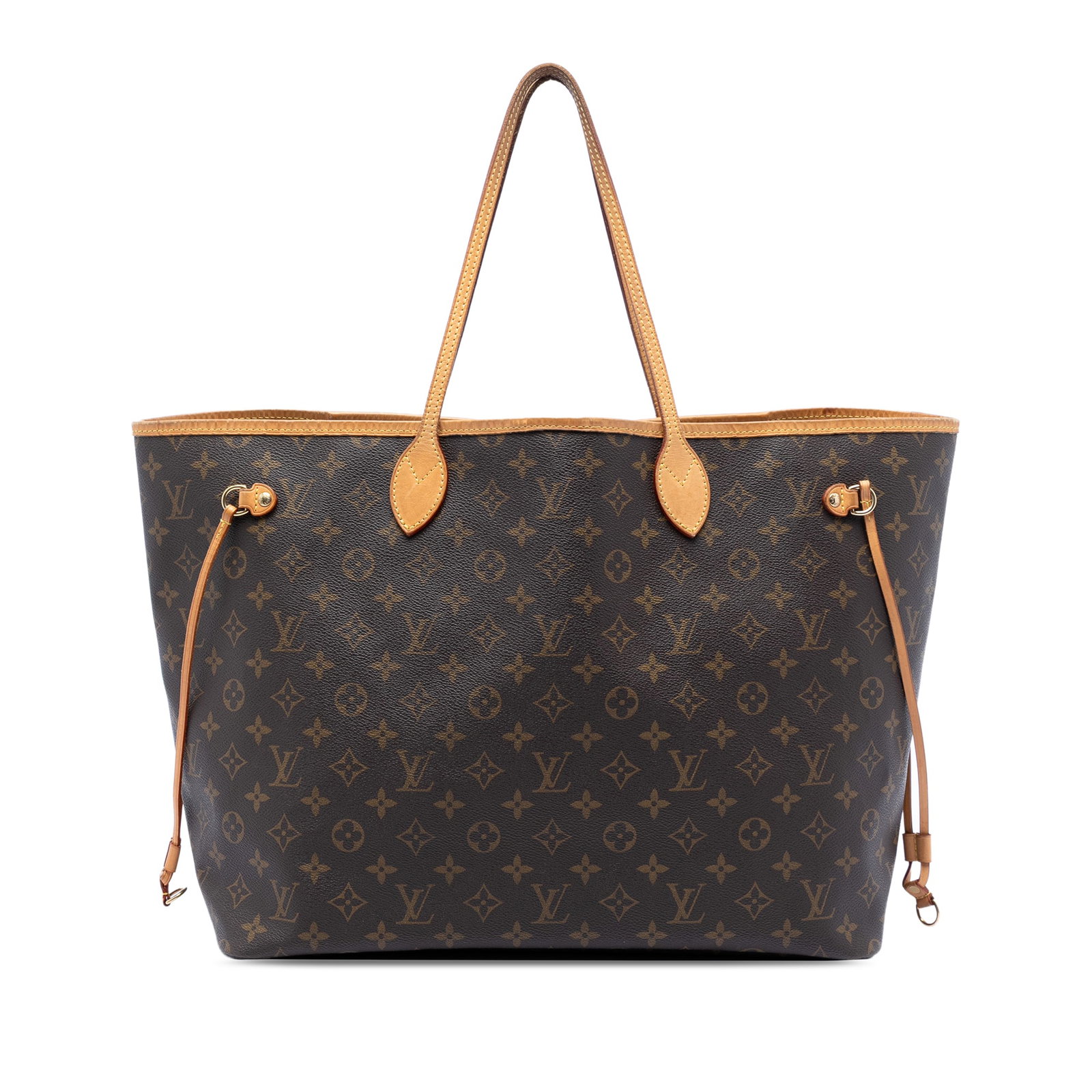 Louis Vuitton Neverfull GM Tote in Monogram Canvas Brown: Louis Vuitton Neverfull GM Tote in Monogram Canvas Brown The Louis Vuitton Monogram Neverfull GM is crafted from monogram canvas and features flat leather handles, a top lobster clasp closure, and an 