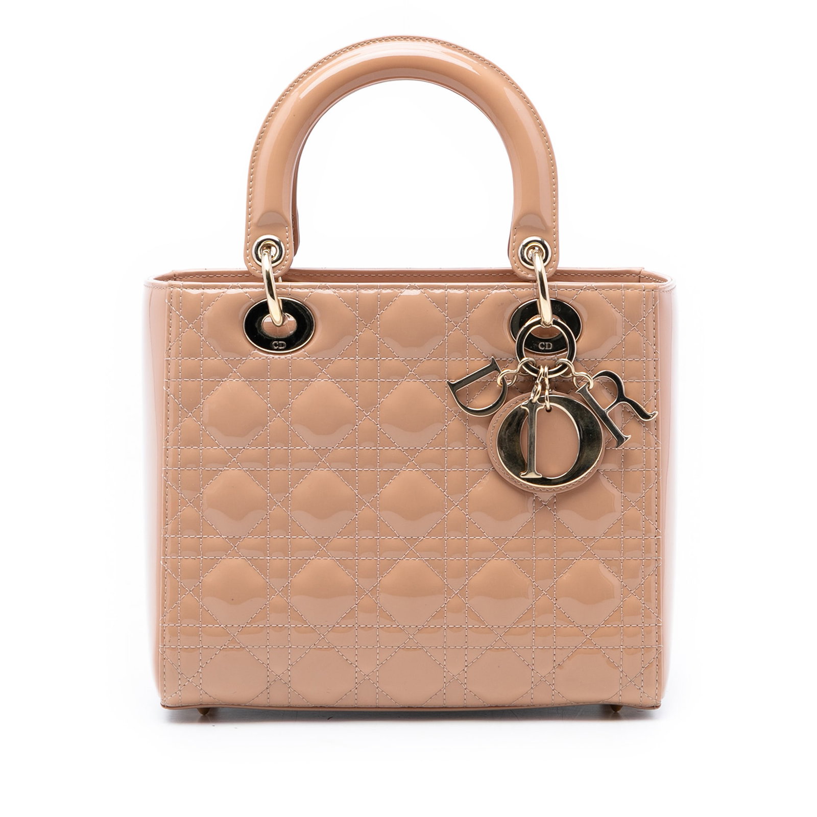 Dior Lady Dior Medium Brown Patent Cannage Quilted Leather Handbag (1 of 7)
