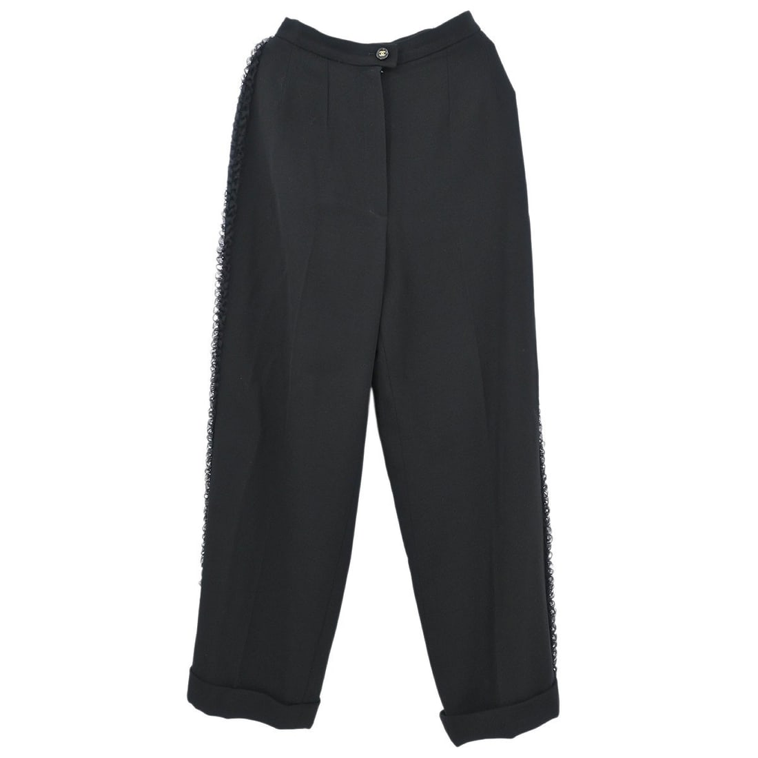 Chanel Black Wool Long Pants Size 34 Regular Fit (1 of 10)