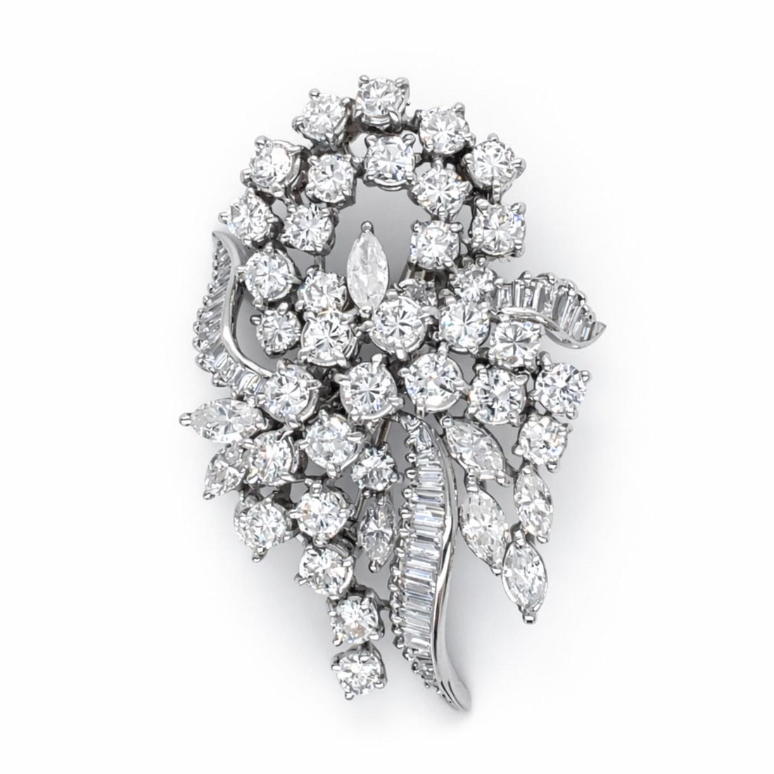 Diamond Brooch in Platinum with 10.40 Carats Total Weight (1 of 4)