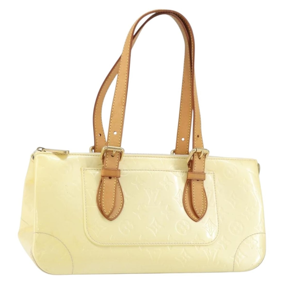 Rosewood Avenue Patent Leather Beige Bag by Louis Vuitton: Rosewood Avenue Patent Leather Beige Bag by Louis Vuitton The Louis Vuitton Rosewood Avenue Handbag is crafted from beige Monogram Vernis patent leather and features a structured, elegant silhouette d