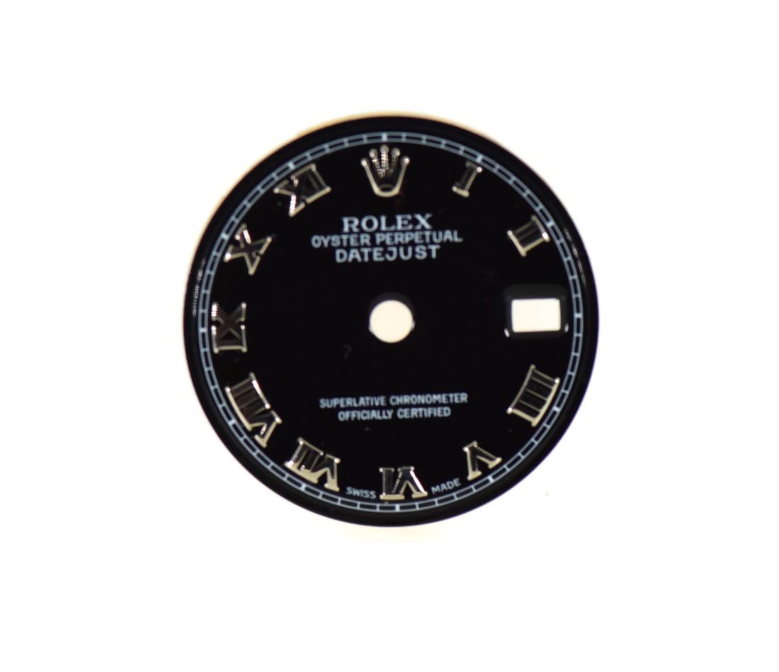 Authentic Rolex Datejust Black Dial 20mm Replacement: Authentic Rolex Datejust Black Dial 20mm Replacement This authentic Rolex Oyster Perpetual Datejust features a striking black dial, designed for elegance and functionality. With a width of 20mm, this 