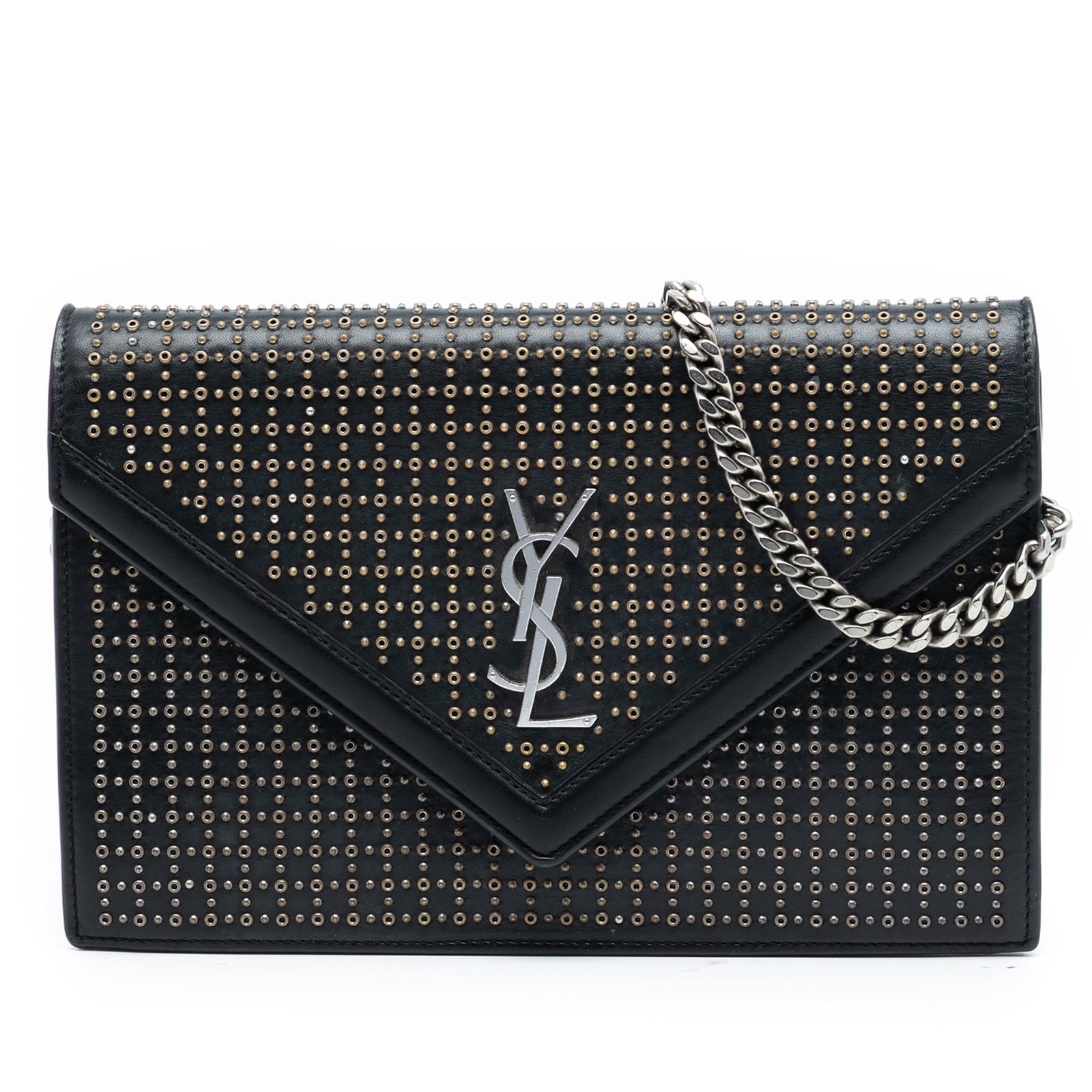 Saint Laurent Le Sept Black Leather Studded Chain Crossbody Bag (1 of 7)