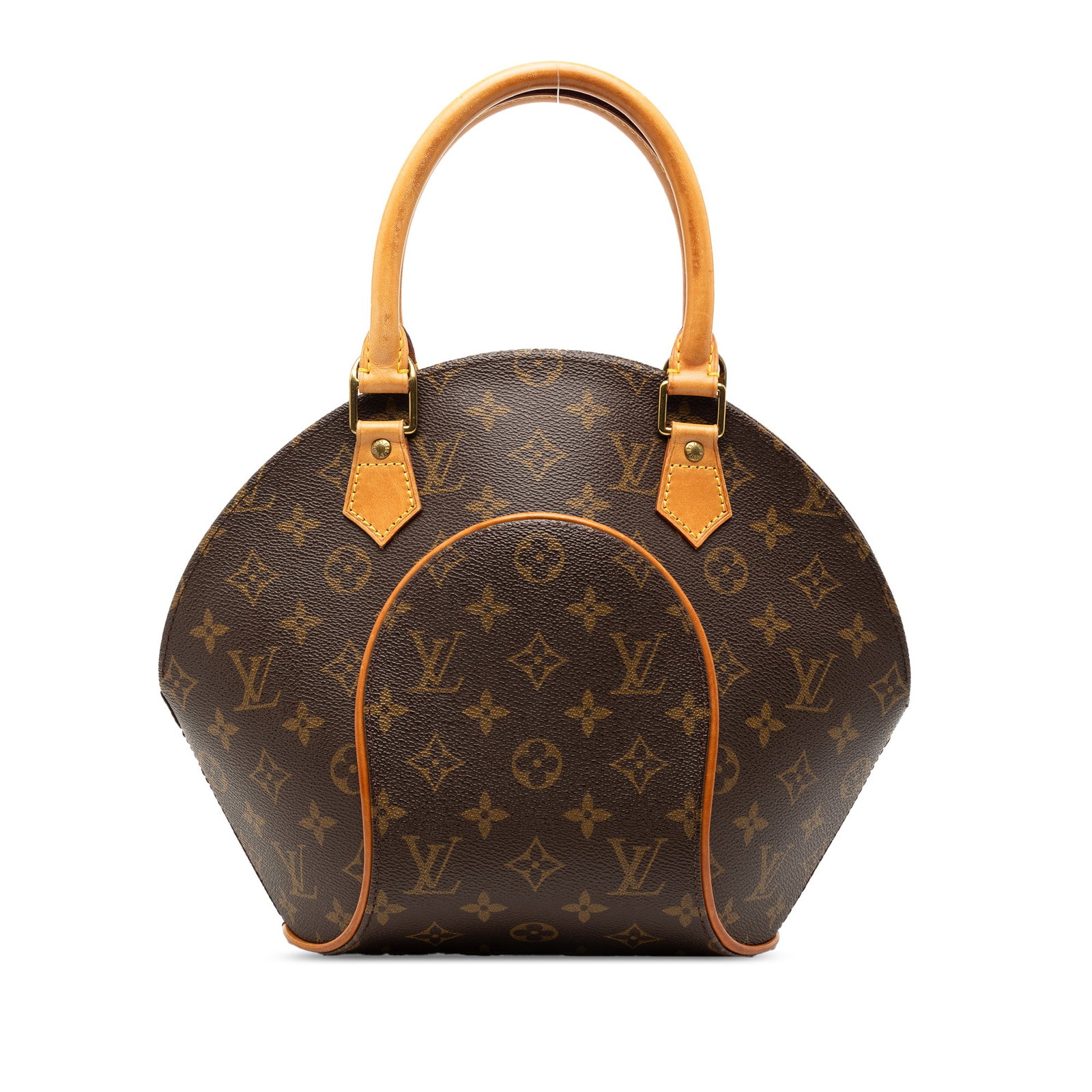 Louis Vuitton Ellipse PM Brown Monogram Canvas Top Handle Handbag: Louis Vuitton Ellipse PM Brown Monogram Canvas Top Handle Handbag This Louis Vuitton Monogram Ellipse PM features a structured monogram canvas body with rolled leather handles, a top zip closure, and 