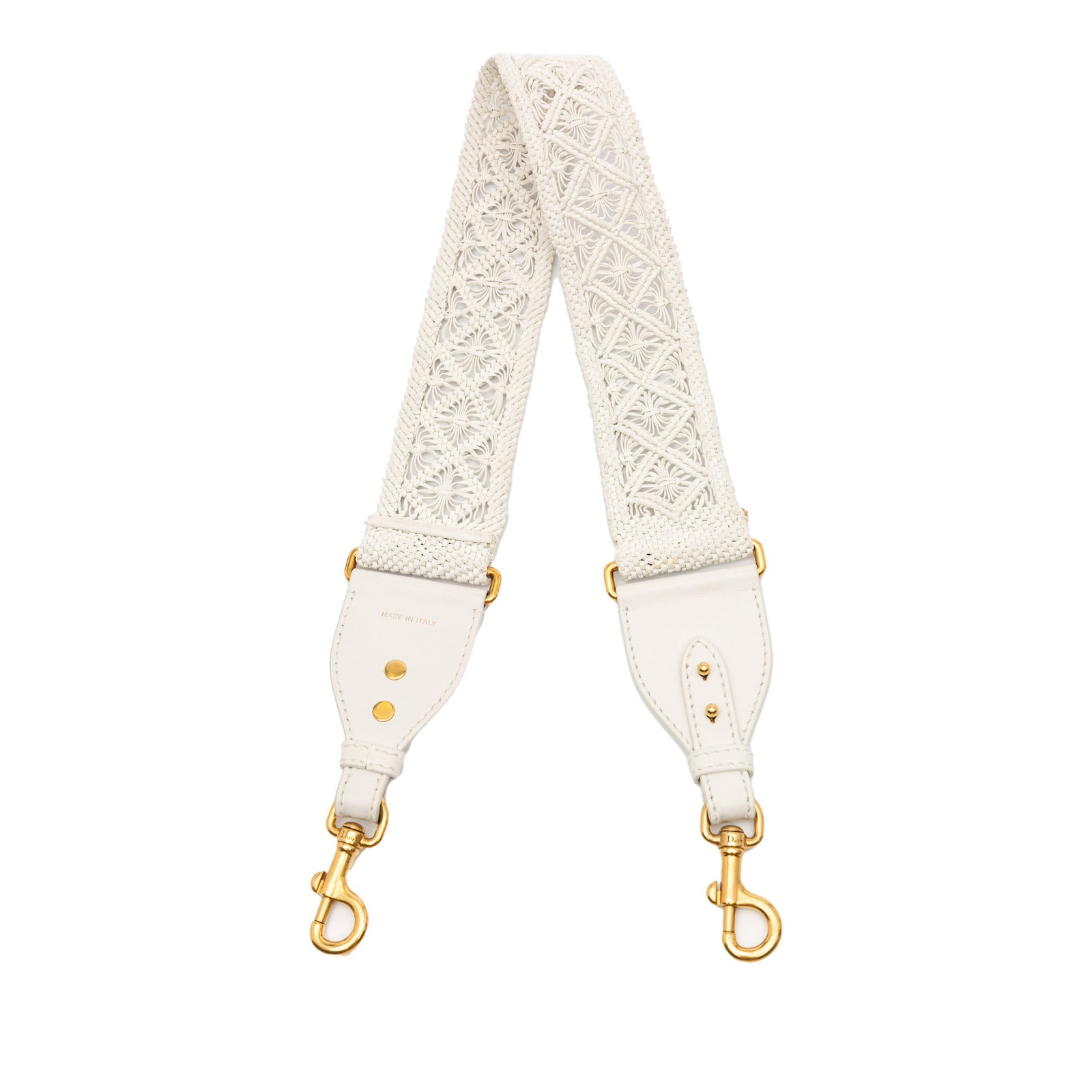 Dior Calfskin Macrame Shoulder Strap White Leather Italy (1 of 5)