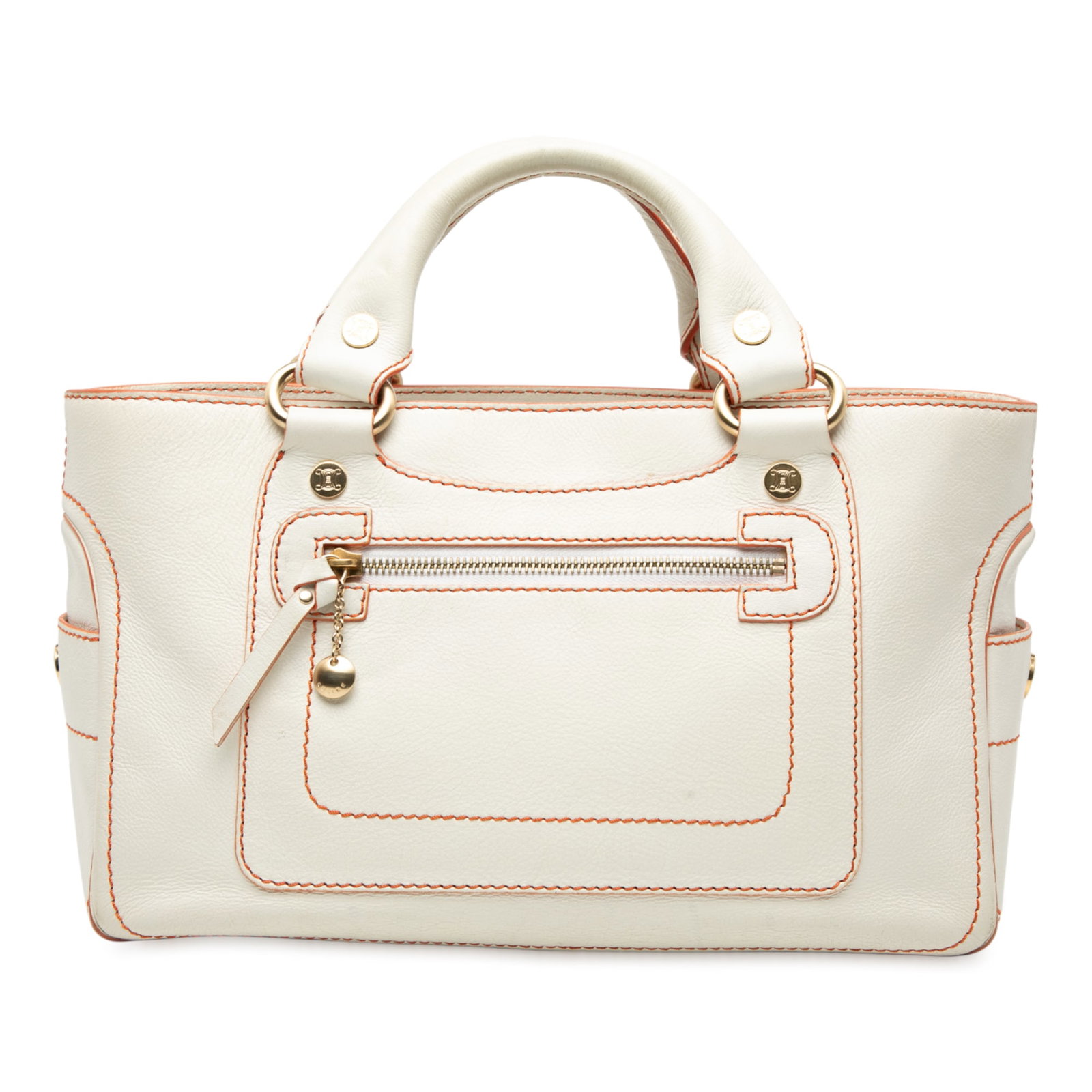 Celine Boogie White Leather Tote Bag with Side Pockets (1 of 7)