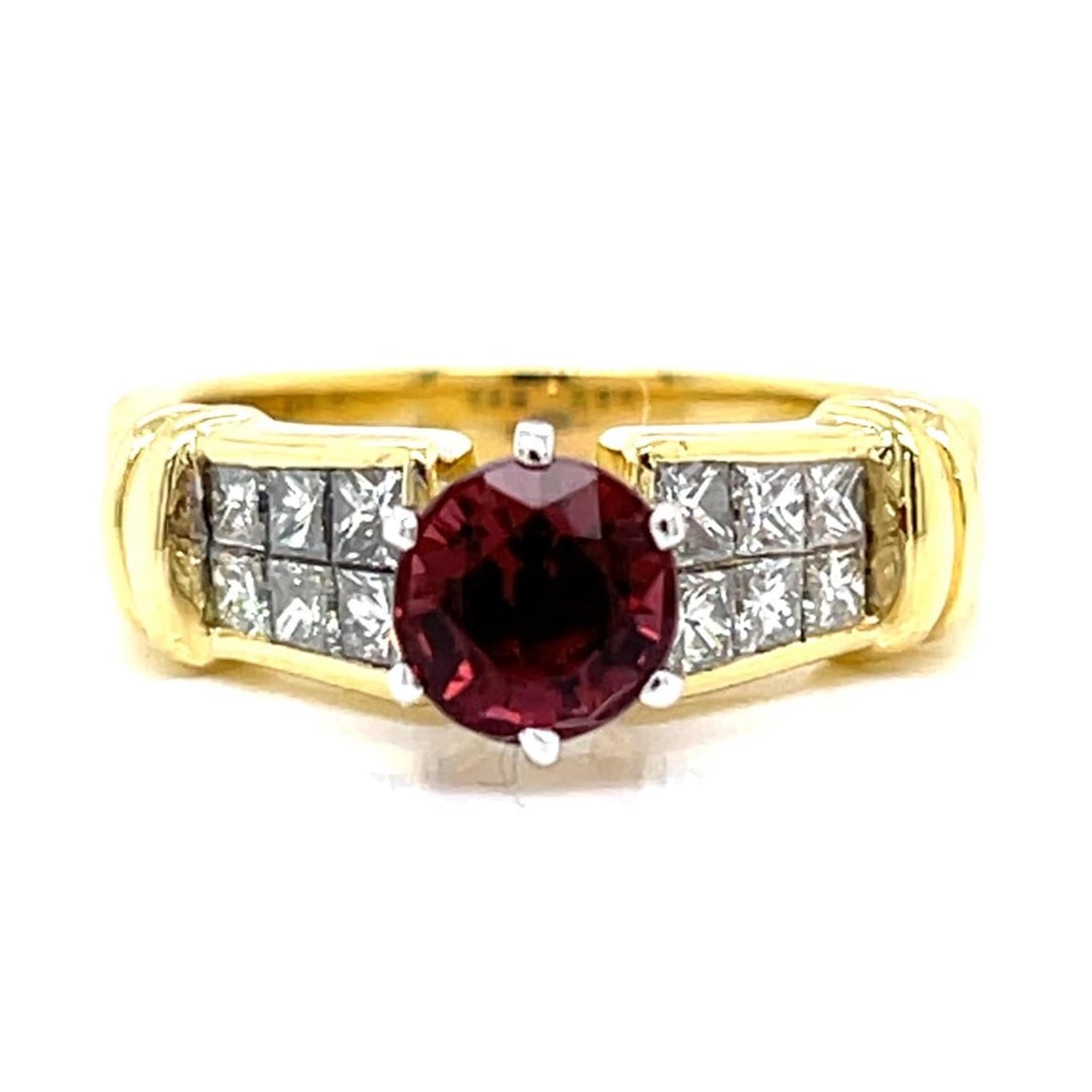 Yellow Gold Ring with Turmaline Center and 12 Diamonds 18K (1 of 5)