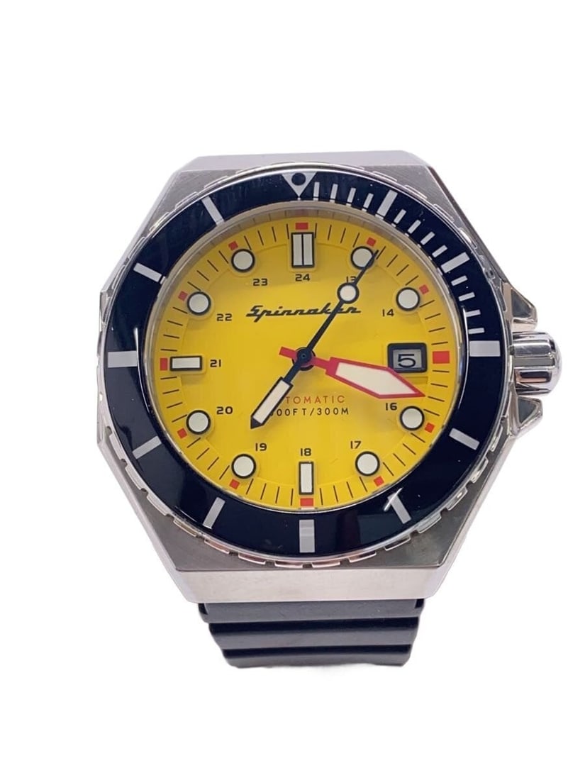 Spinnaker SP-5081 Yellow Men's Wristwatch: Spinnaker SP-5081 Yellow Men's Wristwatch This SPINNAKER SP-5081 men's wristwatch features a yellow color scheme and is crafted in Japan. Designed for men, the watch shows slight signs of use and is i
