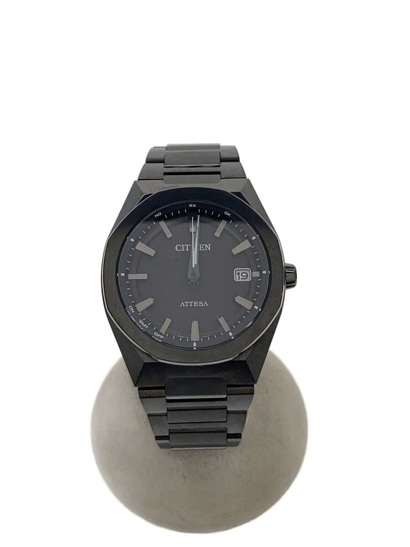 Citizen Attesa Black Quartz Men's Wristwatch H128-00CWT02: Citizen Attesa Black Quartz Men's Wristwatch H128-00CWT02 This CITIZEN ATTESA Quartz H128-00CWT02 men's wristwatch features a sleek black design. The watch is pre-owned and shows slight scratches from