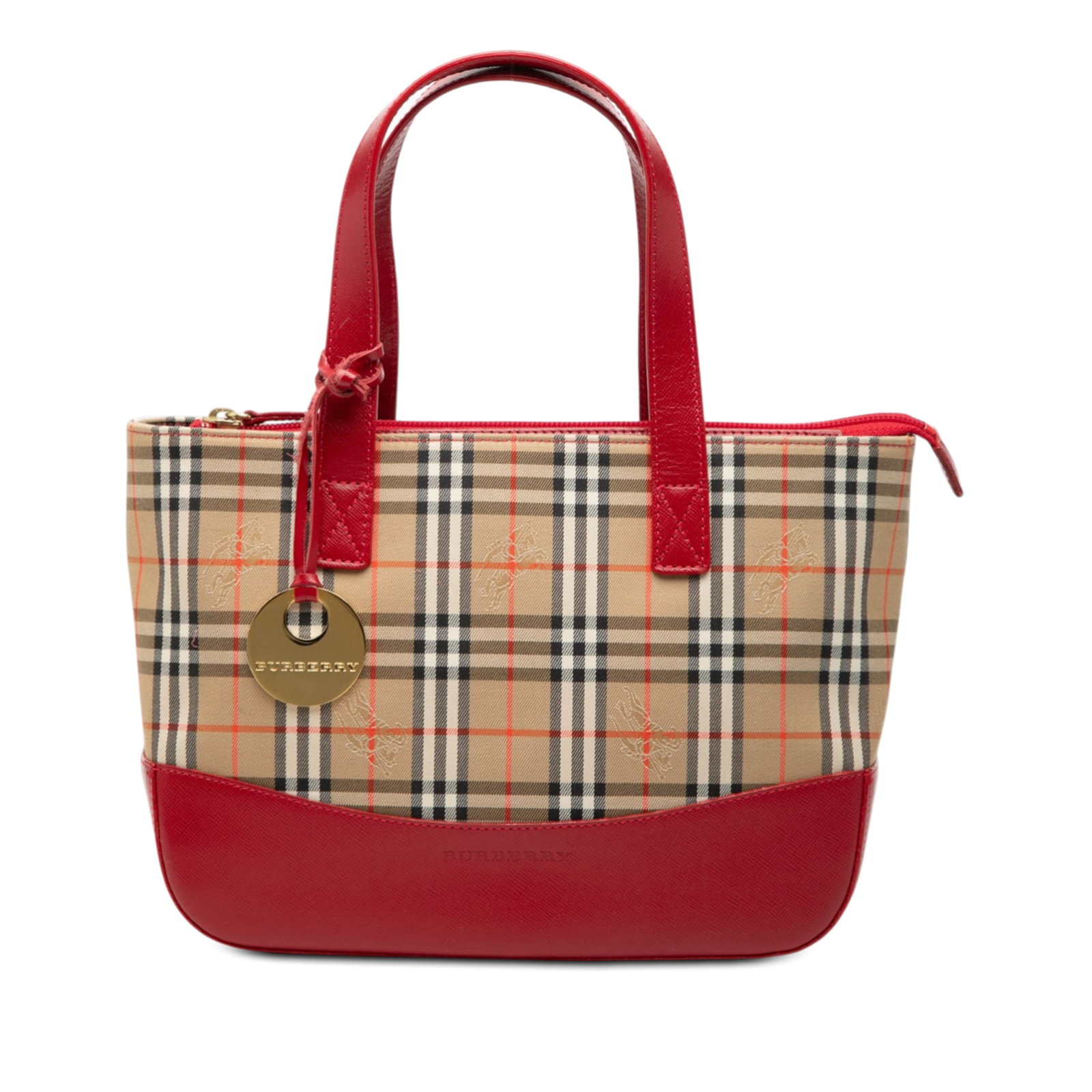 Burberry Haymarket Check Beige Canvas Tote Bag with Leather Accents: Burberry Haymarket Check Beige Canvas Tote Bag with Leather Accents This Burberry tote bag features the signature Haymarket check canvas with a leather bottom and flat leather straps. It is designed w